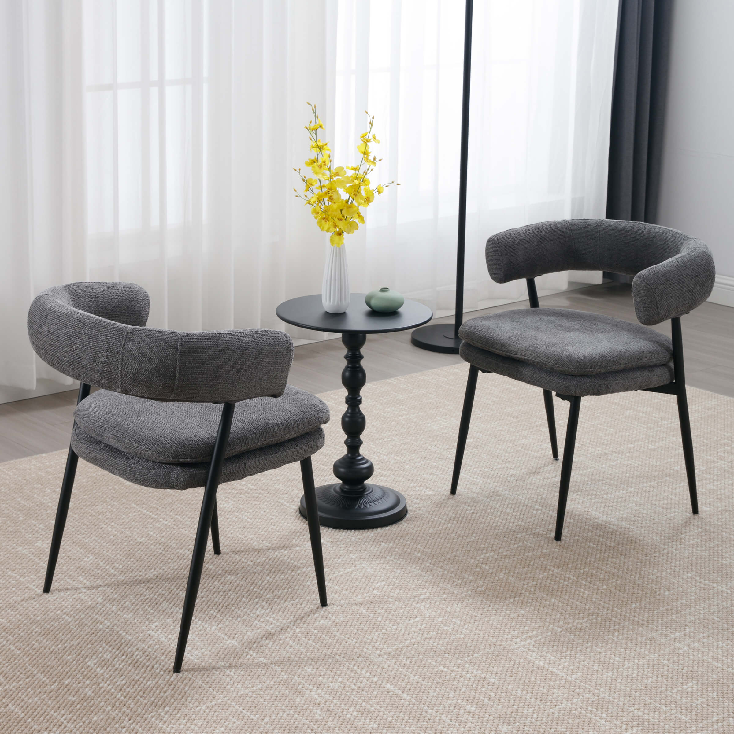 ROCITY Modern Curved Open Back Dining Chairs Set of 2 - 23112DC