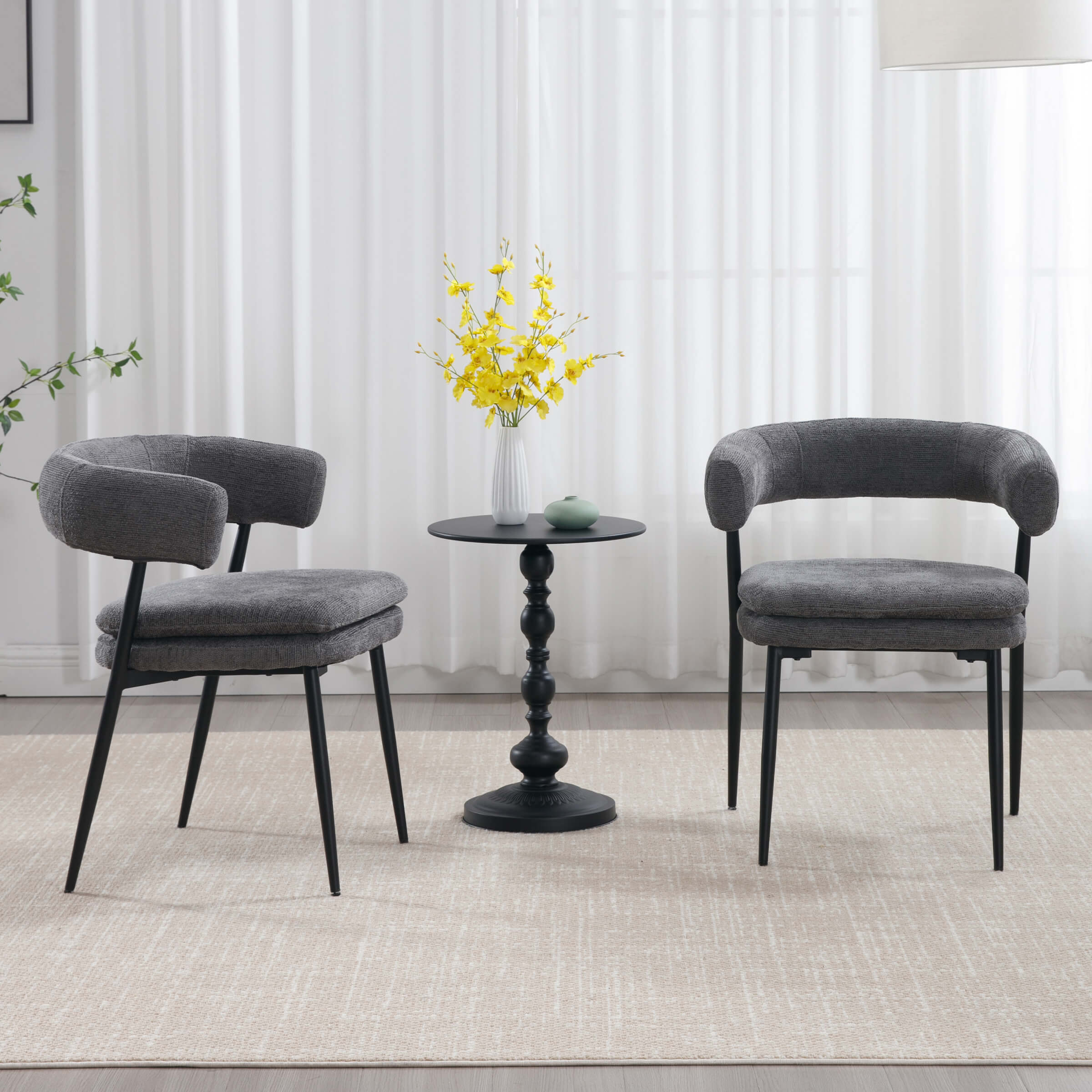 ROCITY Modern Curved Open Back Dining Chairs Set of 2 - 23112DC