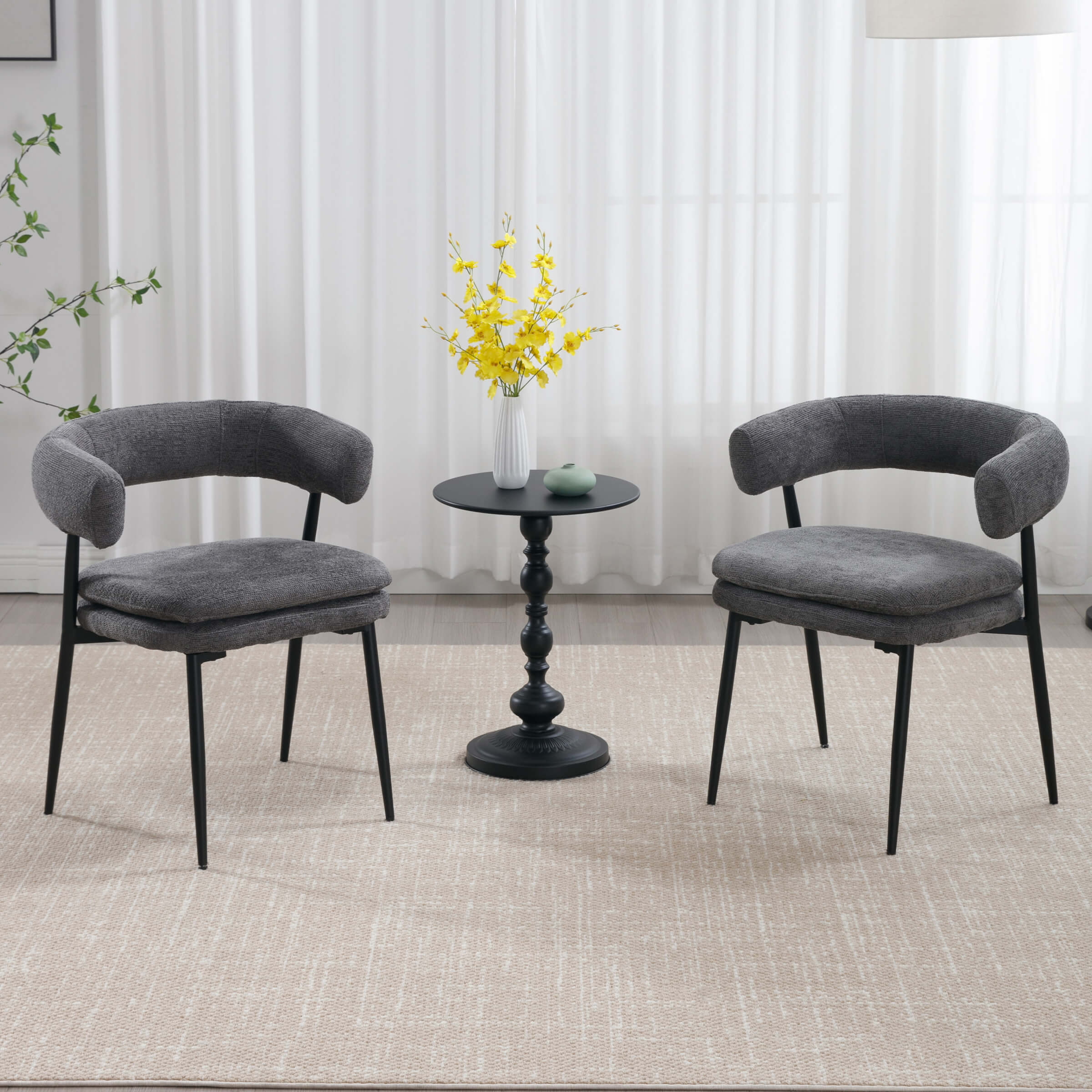 ROCITY Modern Curved Open Back Dining Chairs Set of 2 - 23112DC