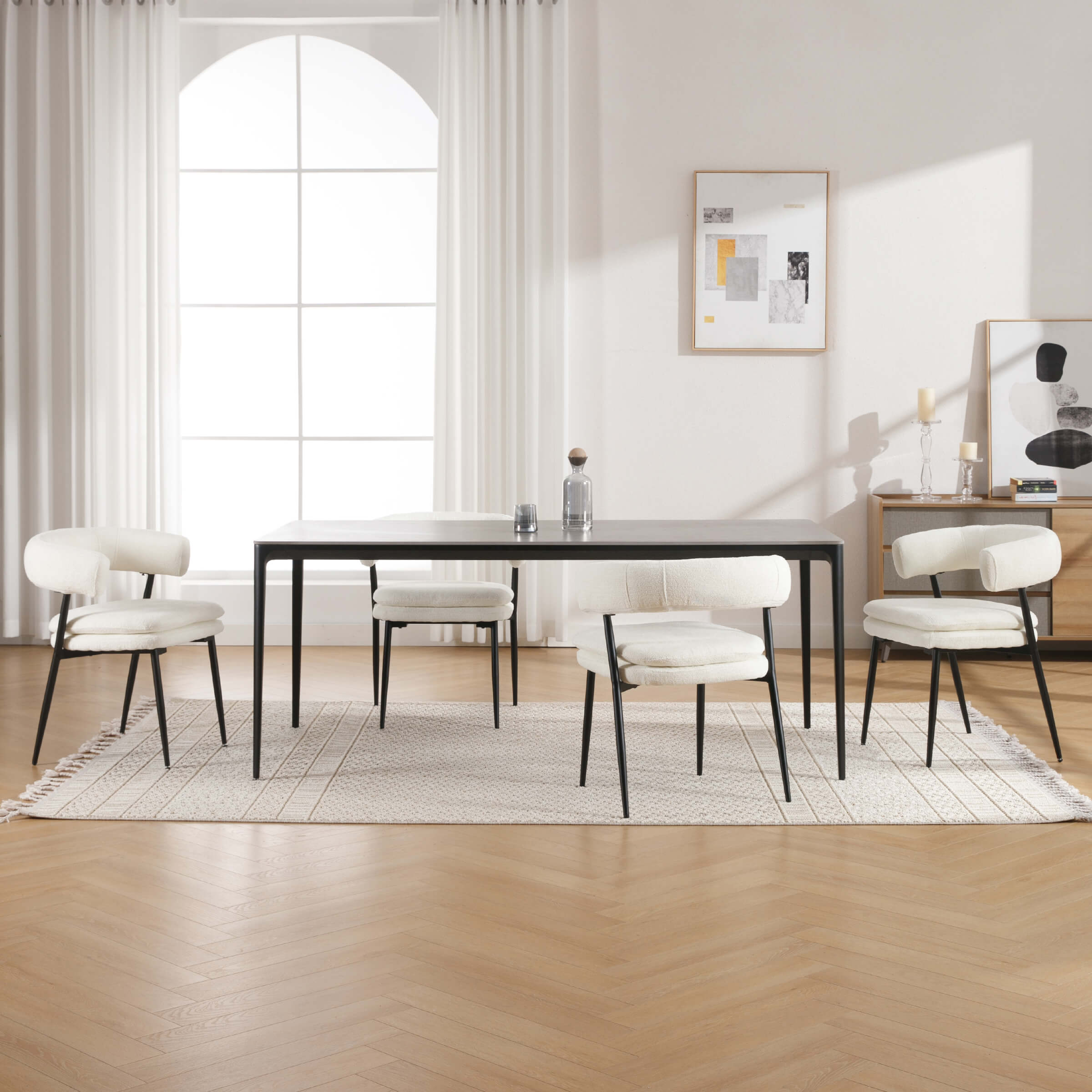 ROCITY Modern Curved Open Back Dining Chairs Set of 2 - 23112DC