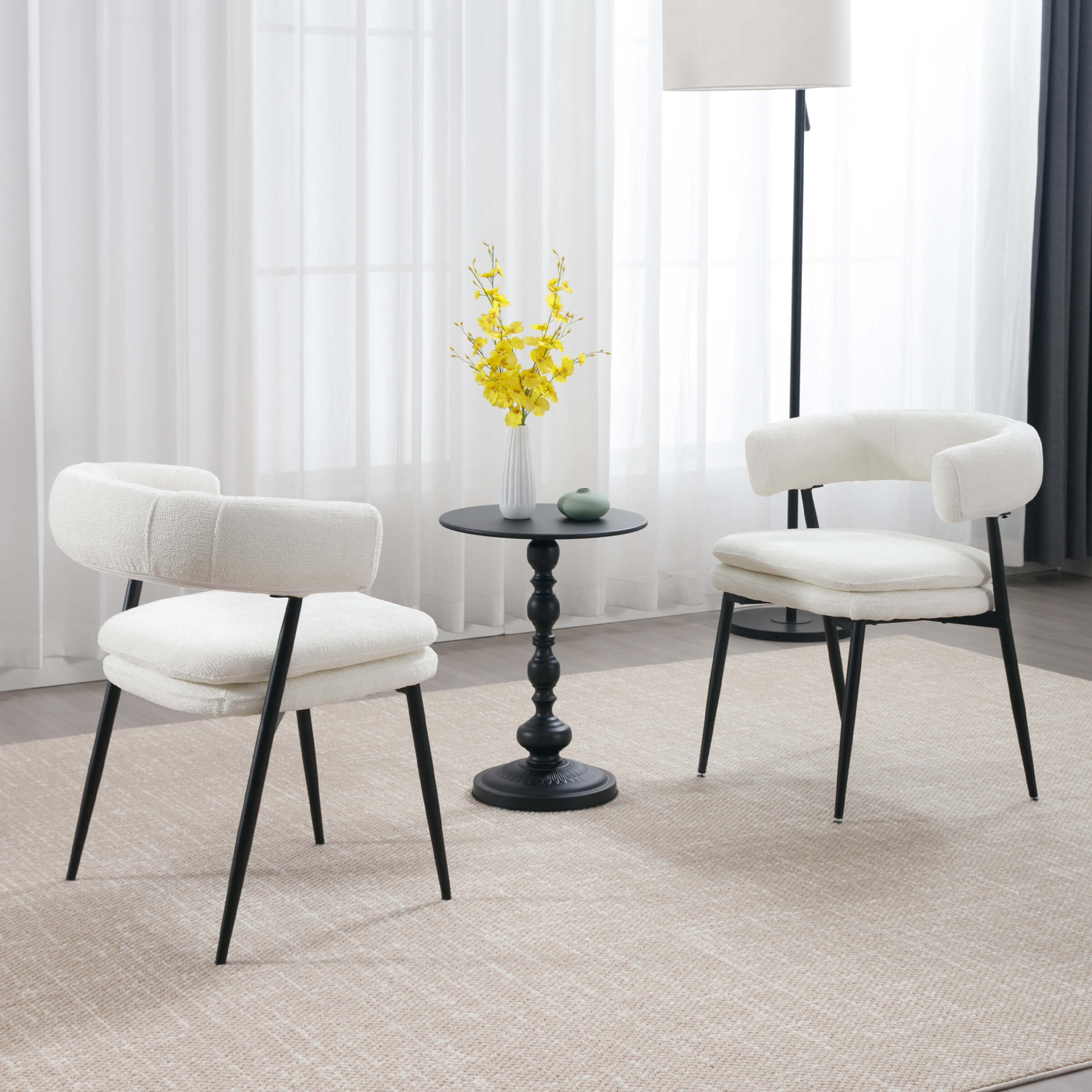 ROCITY Modern Curved Open Back Dining Chairs Set of 2 - 23112DC