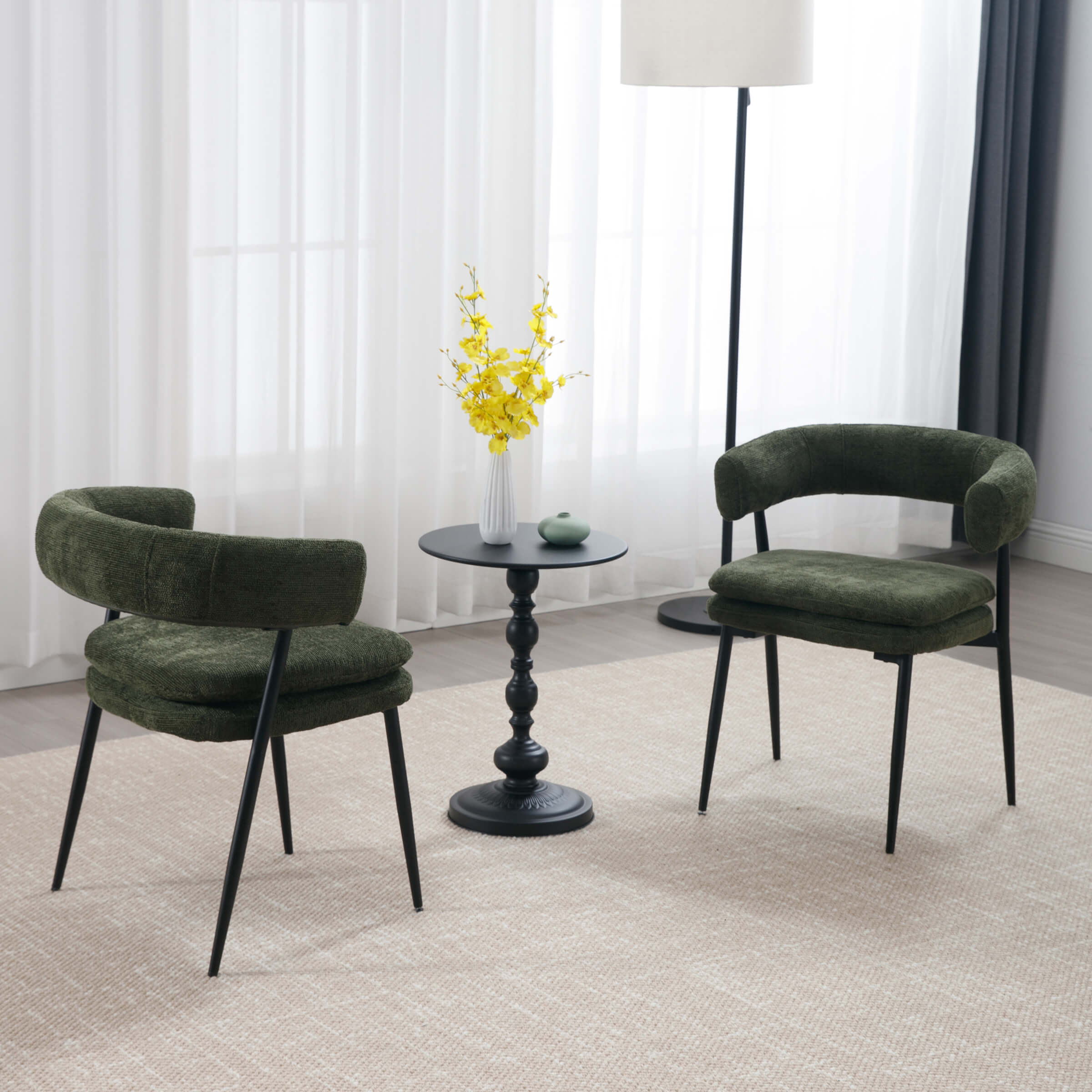 ROCITY Modern Curved Open Back Dining Chairs Set of 2 - 23112DC