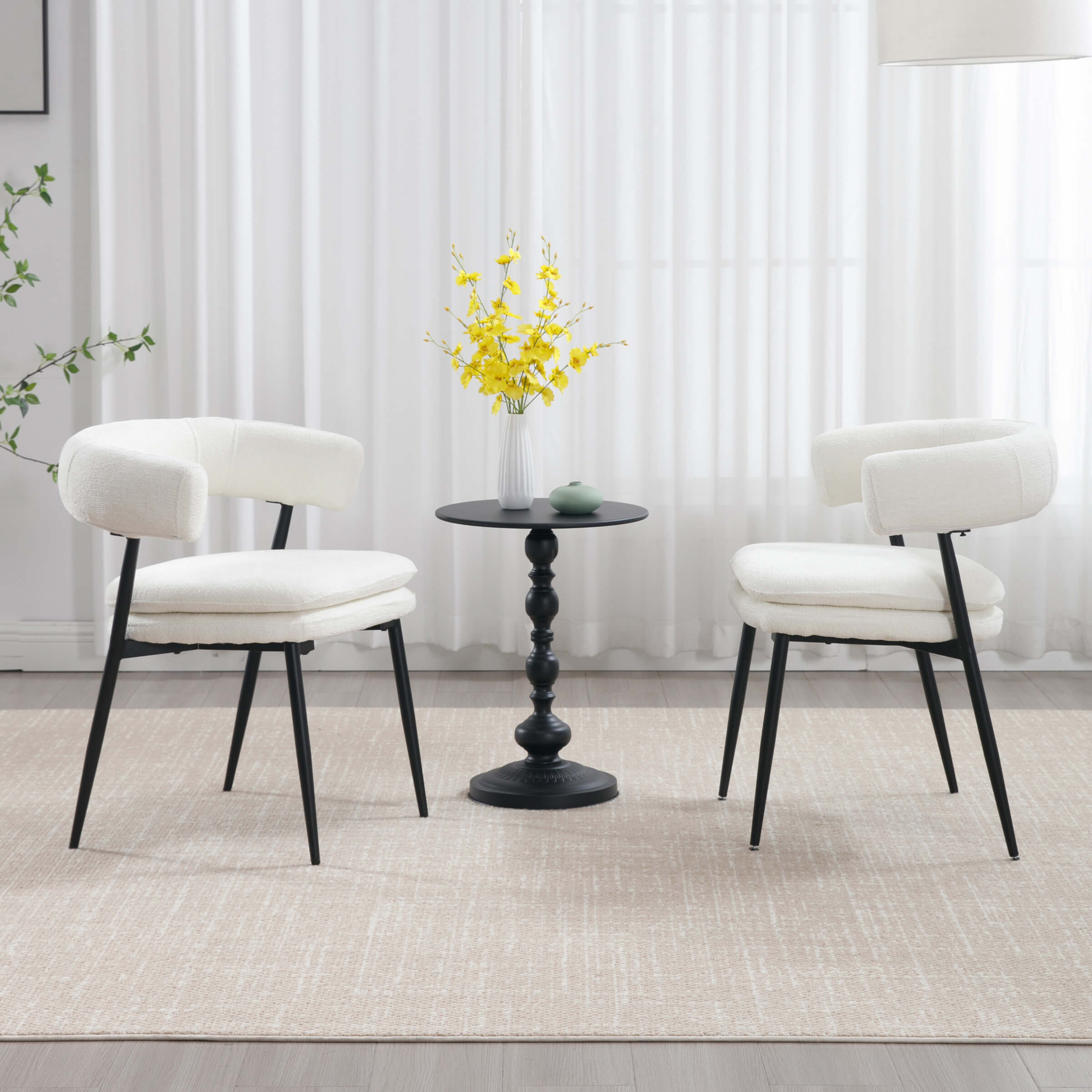 ROCITY Modern Curved Open Back Dining Chairs Set of 2 - 23112DC