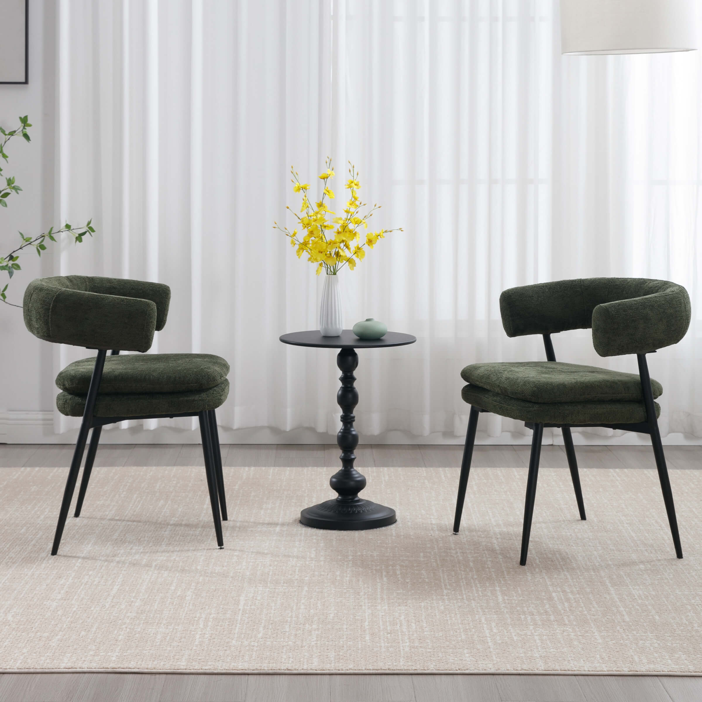 ROCITY Modern Curved Open Back Dining Chairs Set of 2 - 23112DC