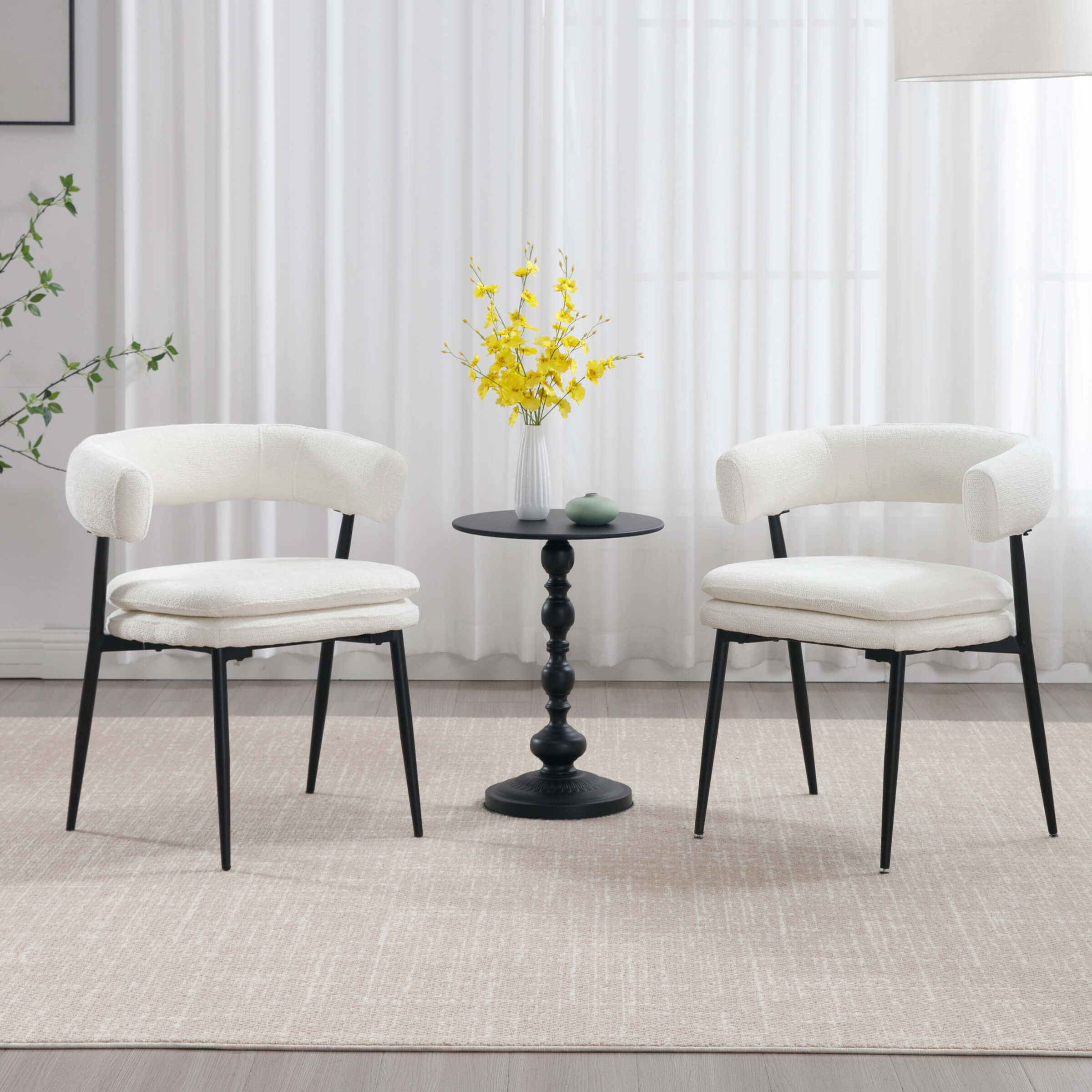 ROCITY Modern Curved Open Back Dining Chairs Set of 2 - 23112DC