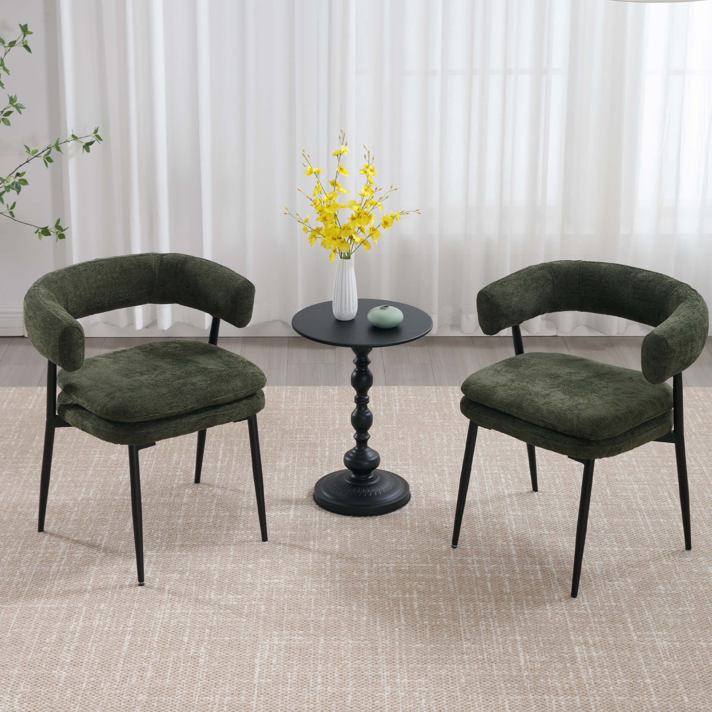 ROCITY Modern Curved Open Back Dining Chairs Set of 2 - 23112DC