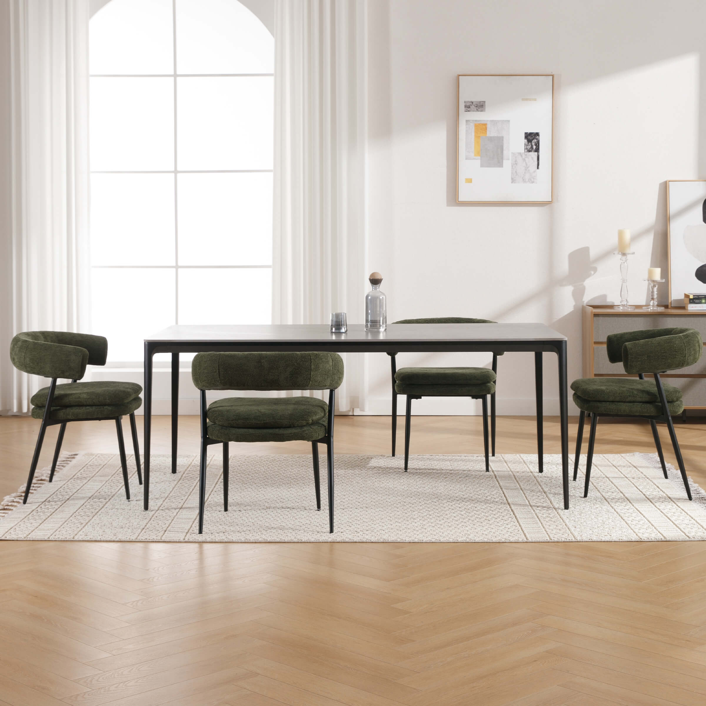 ROCITY Modern Curved Open Back Dining Chairs Set of 2 - 23112DC