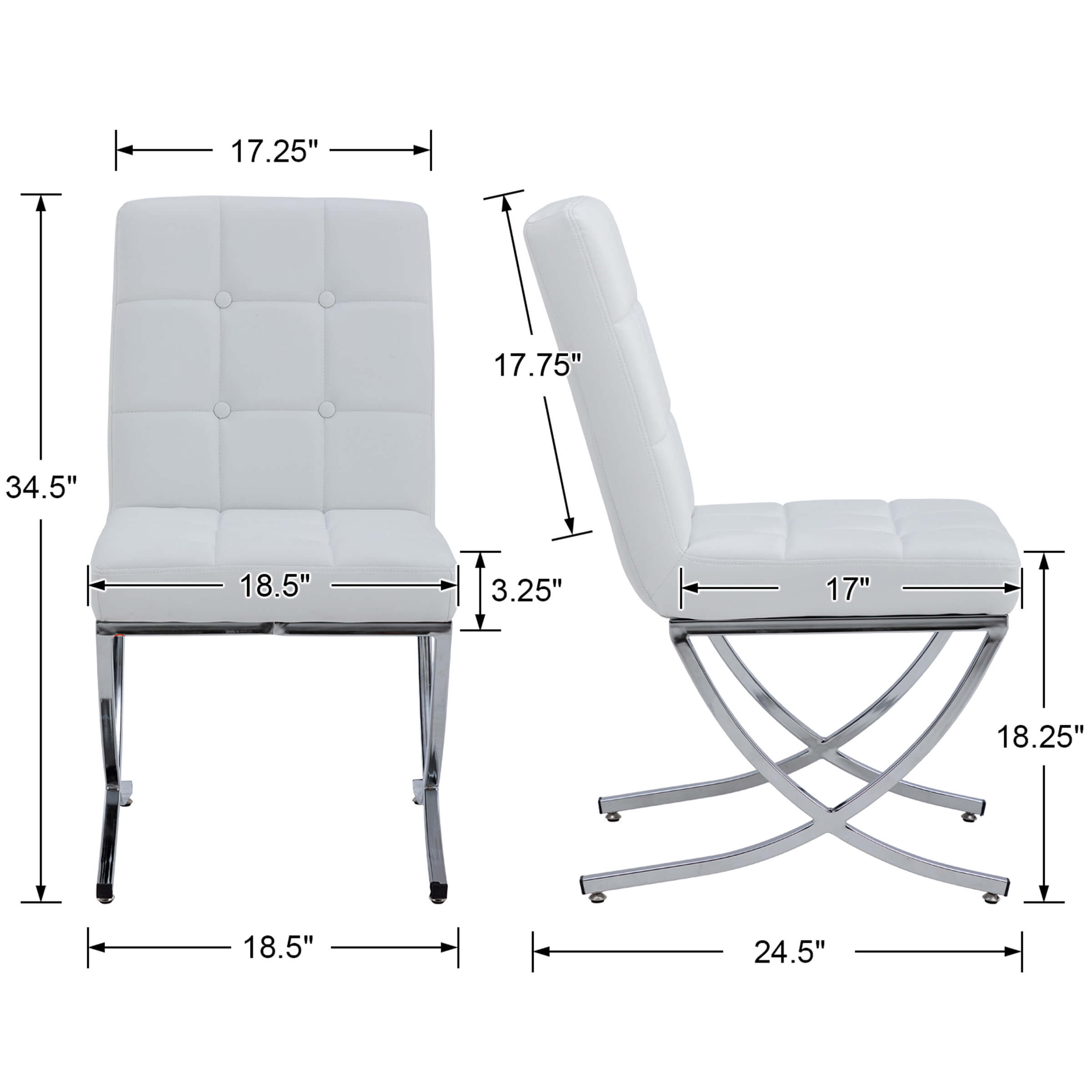 ROCITY Modern Leather Tufted Dining Chairs Set of 2 - 3074DC