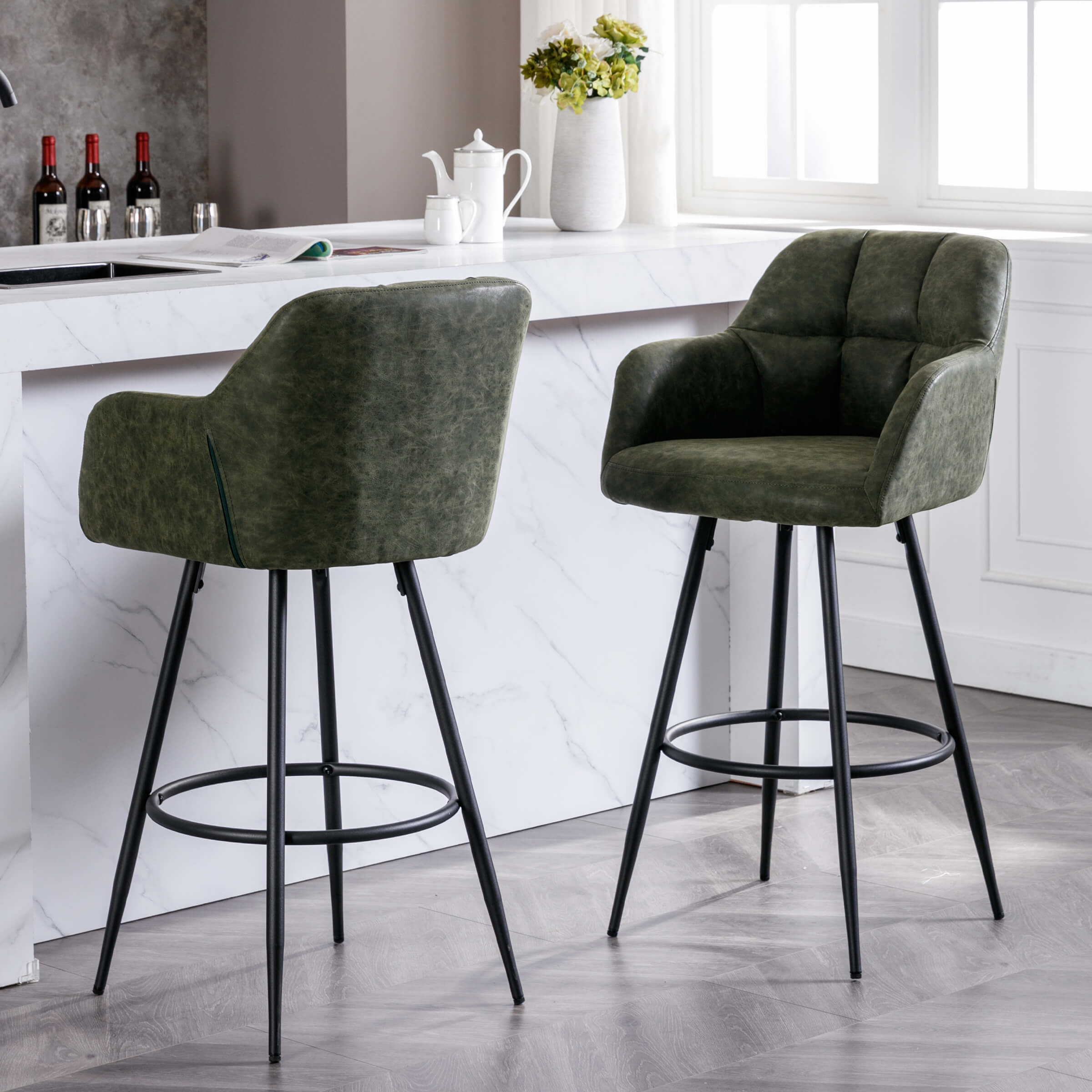 VESCASA Modern Bar Stools with Back Set of 2 - 5117BS