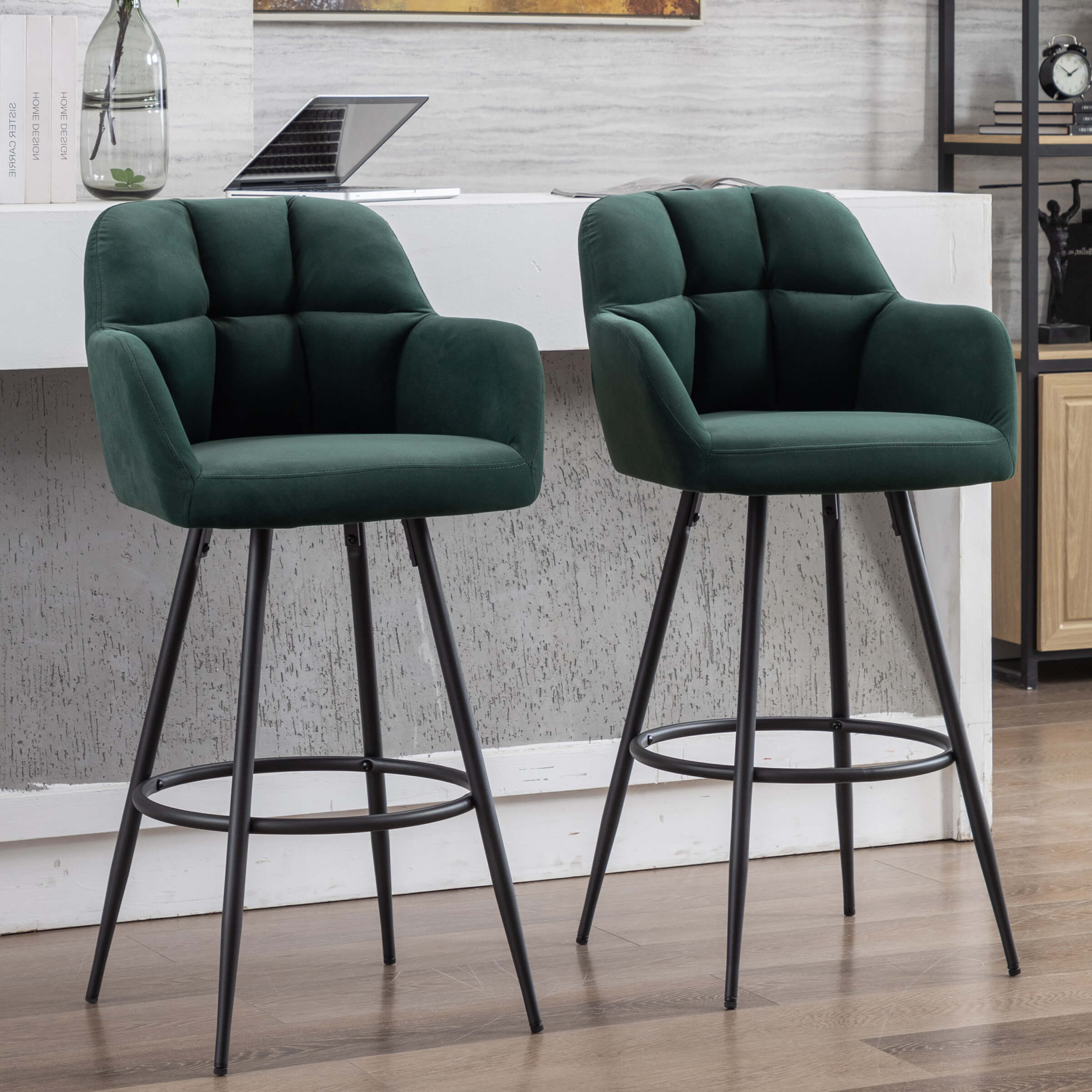 VESCASA Modern Bar Stools with Back Set of 2 - 5117BS