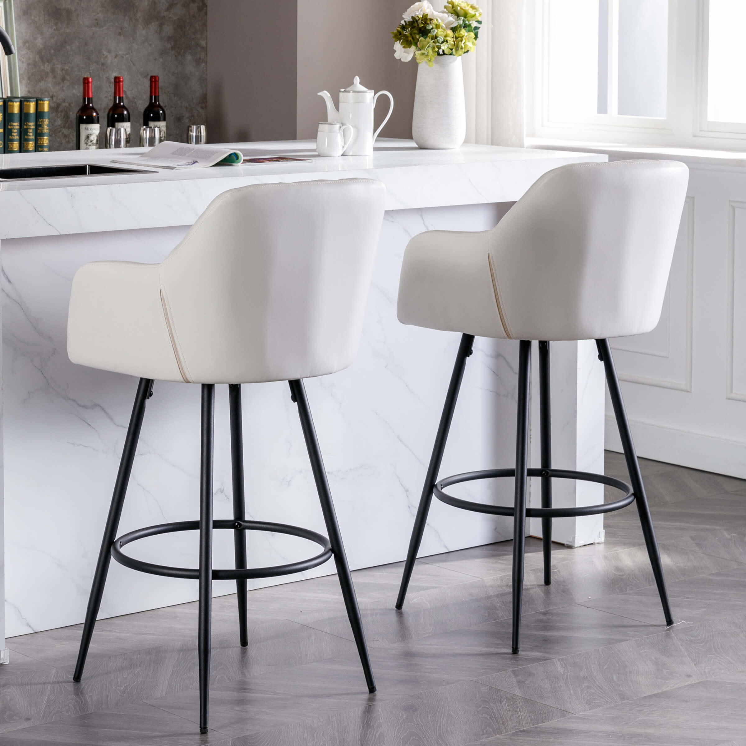 VESCASA Modern Bar Stools with Back Set of 2 - 5117BS