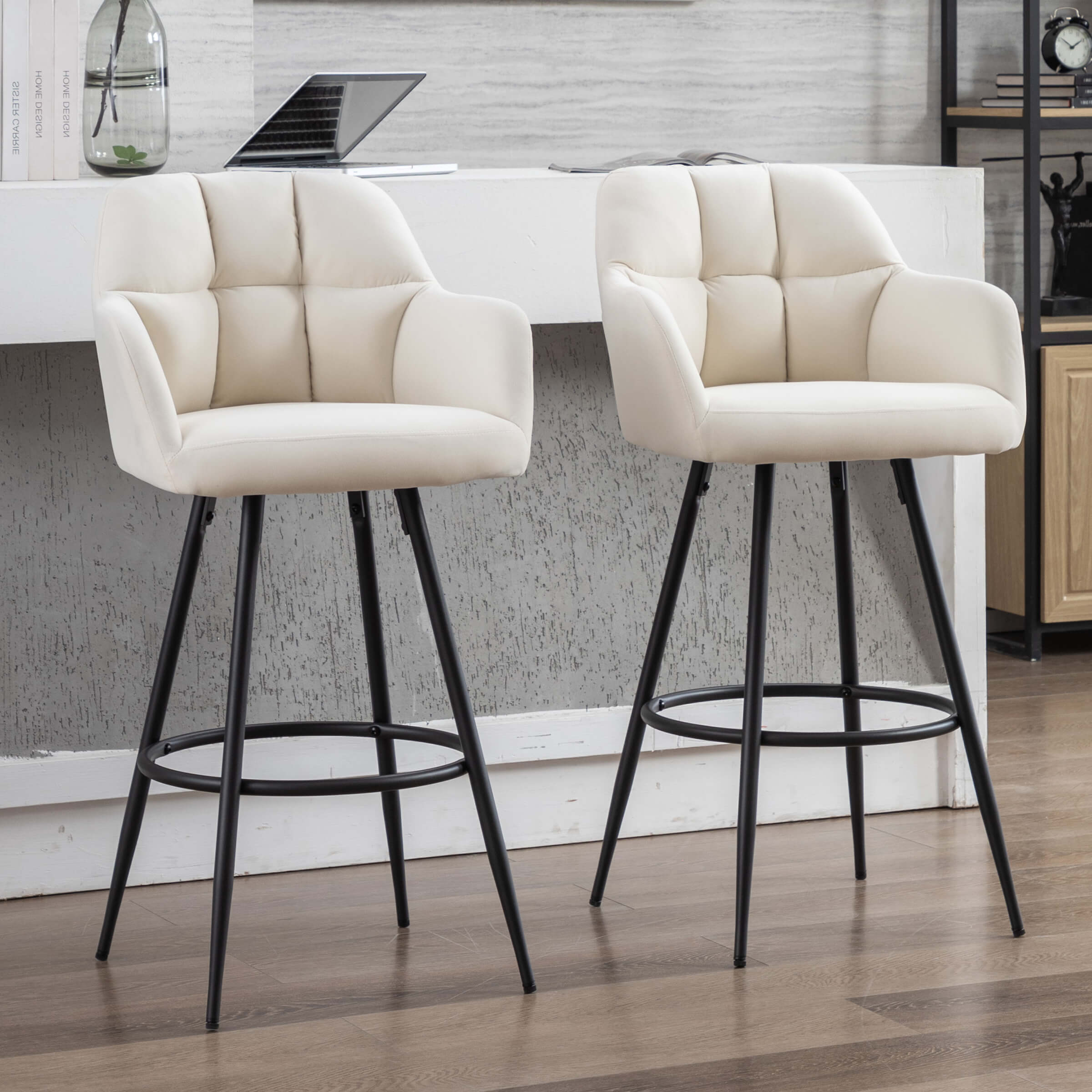 VESCASA Modern Bar Stools with Back Set of 2 - 5117BS