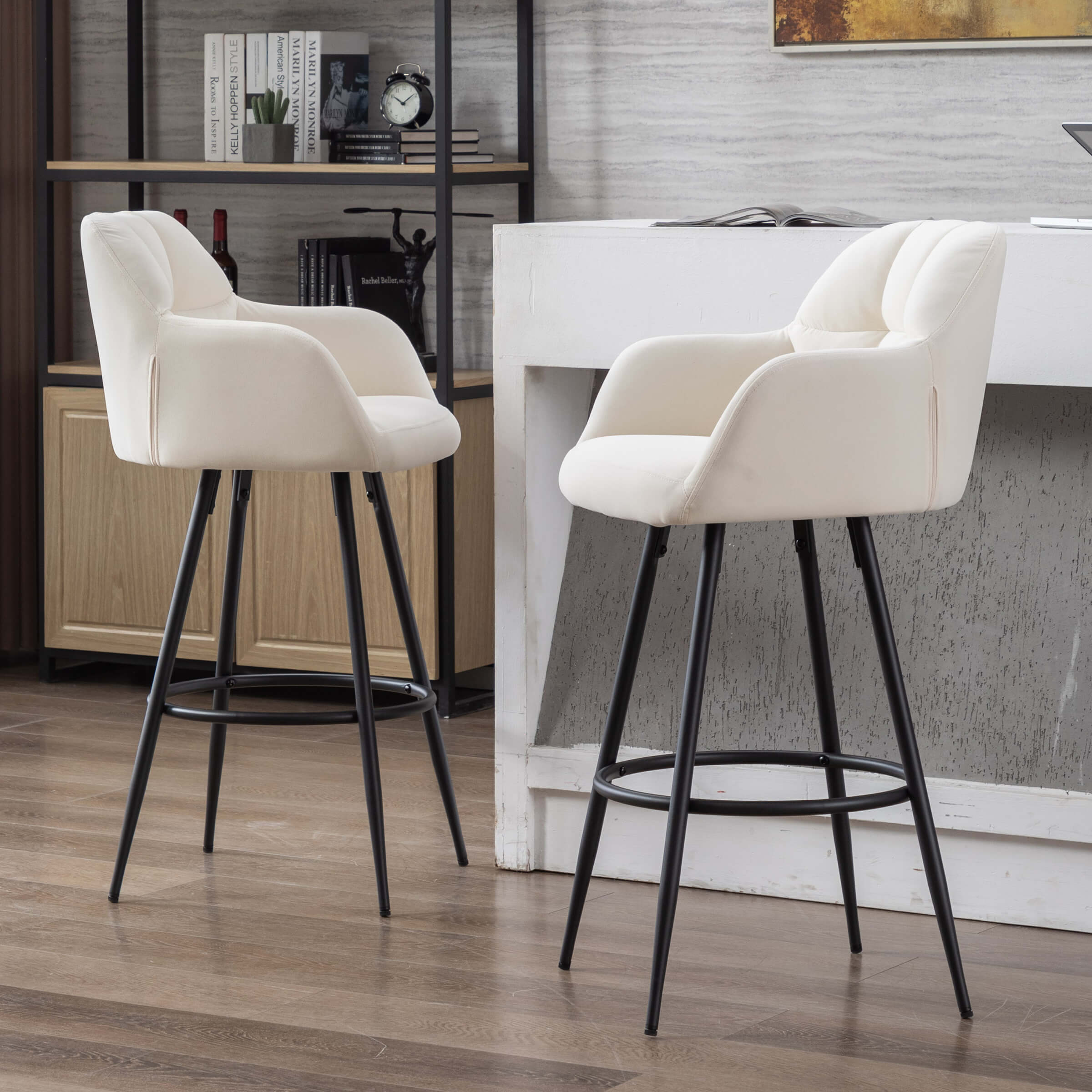 VESCASA Modern Bar Stools with Back Set of 2 - 5117BS