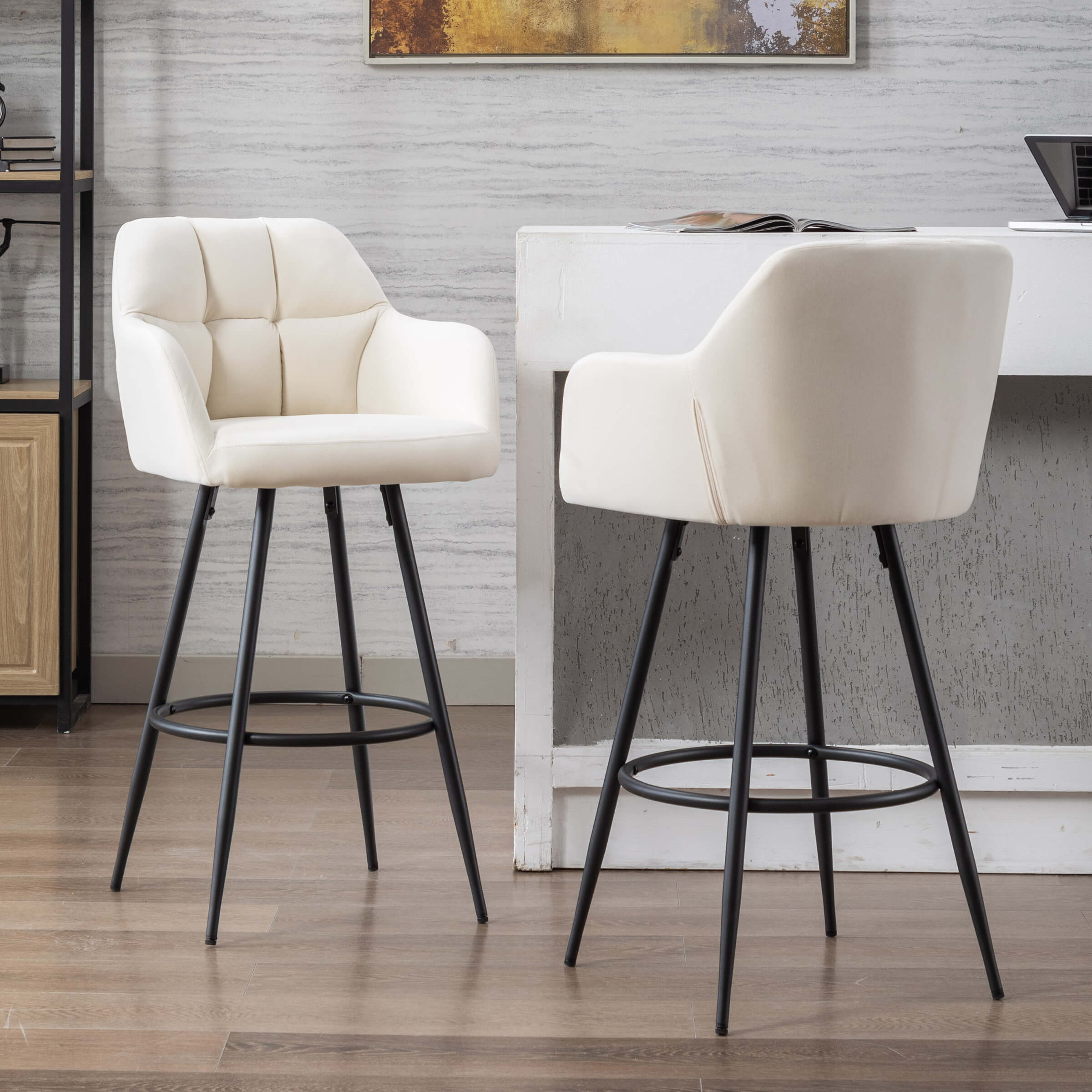 VESCASA Modern Bar Stools with Back Set of 2 - 5117BS