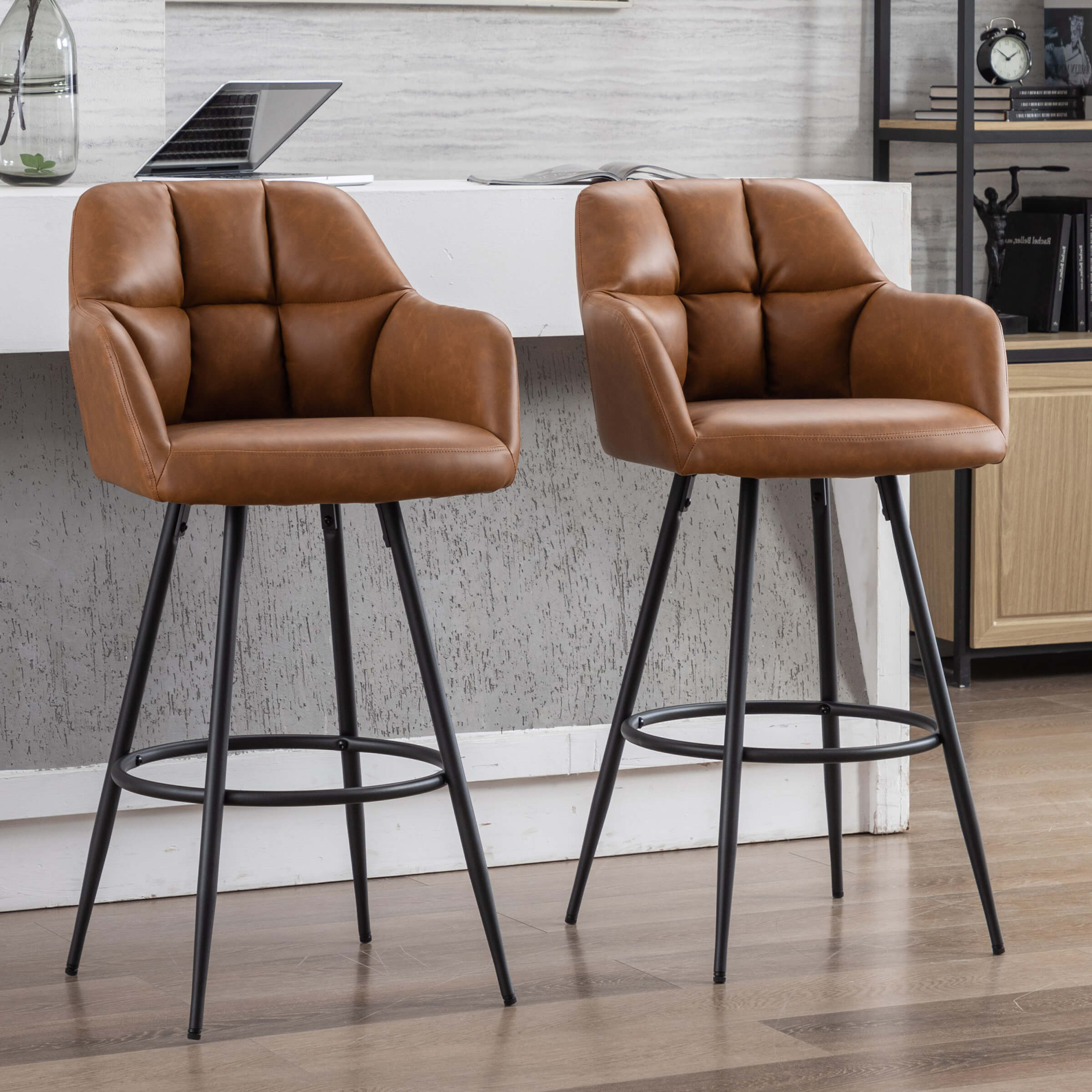 VESCASA Modern Bar Stools with Back Set of 2 - 5117BS