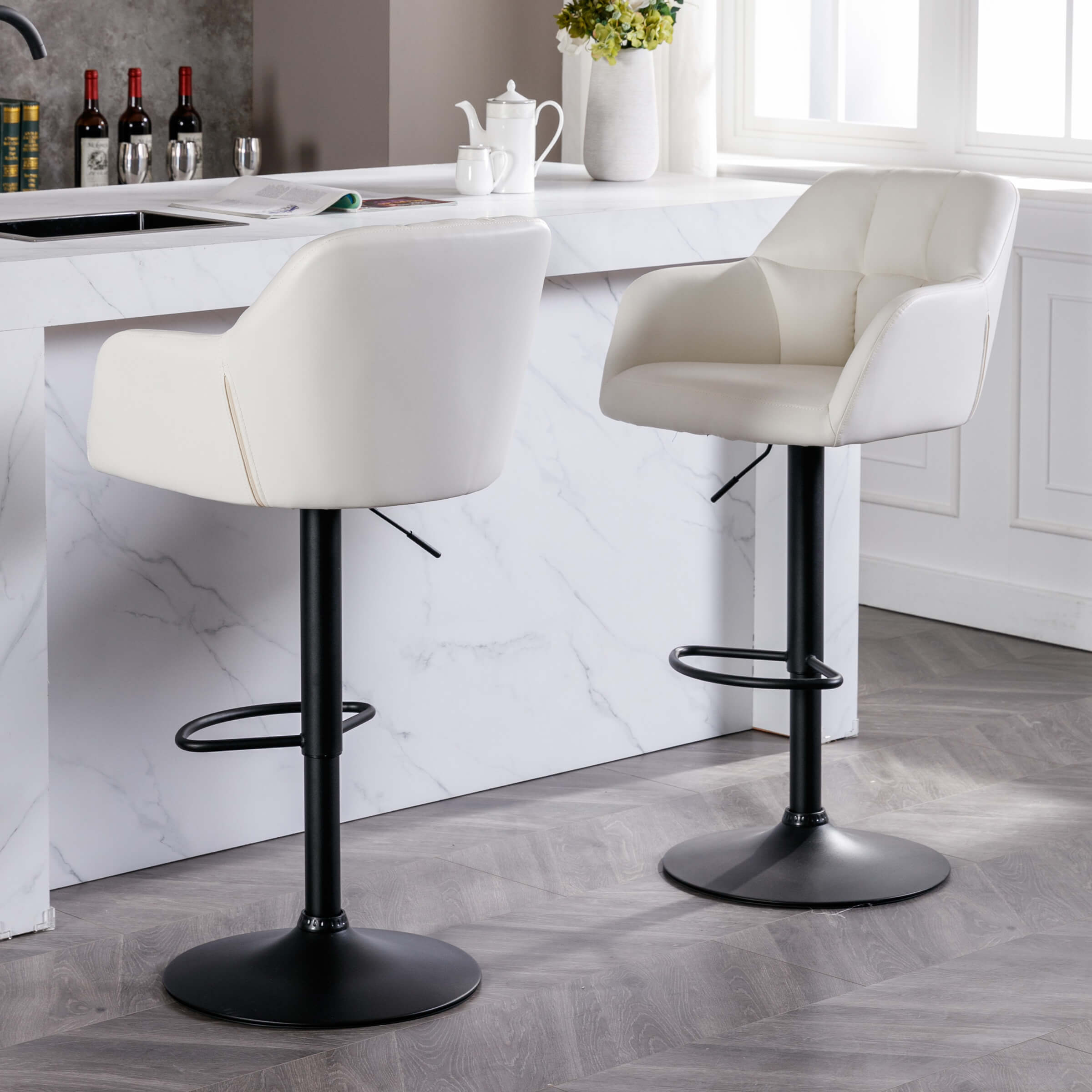 VESCASA Modern Bar Stools with Back Set of 2 - 5117BS