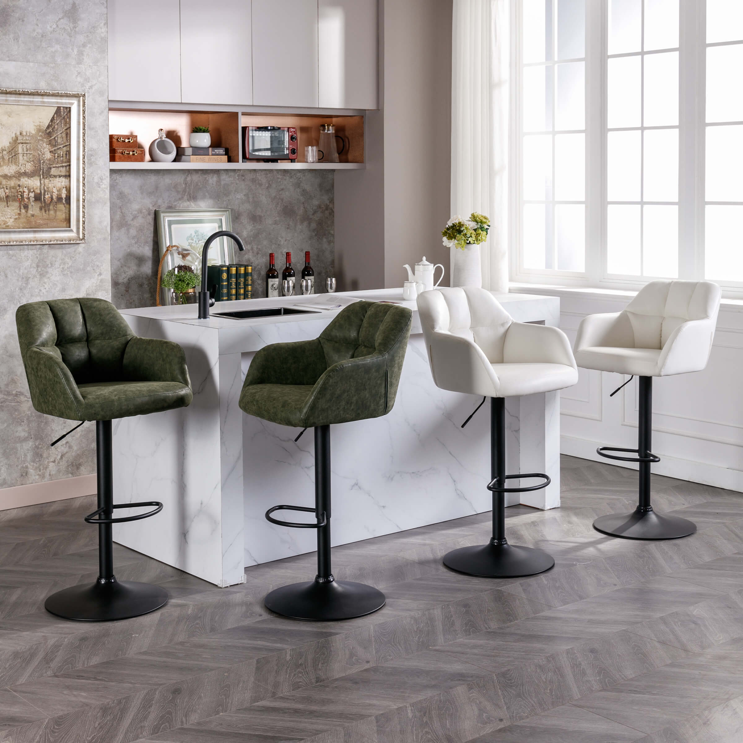 VESCASA Modern Bar Stools with Back Set of 2 - 5117BS