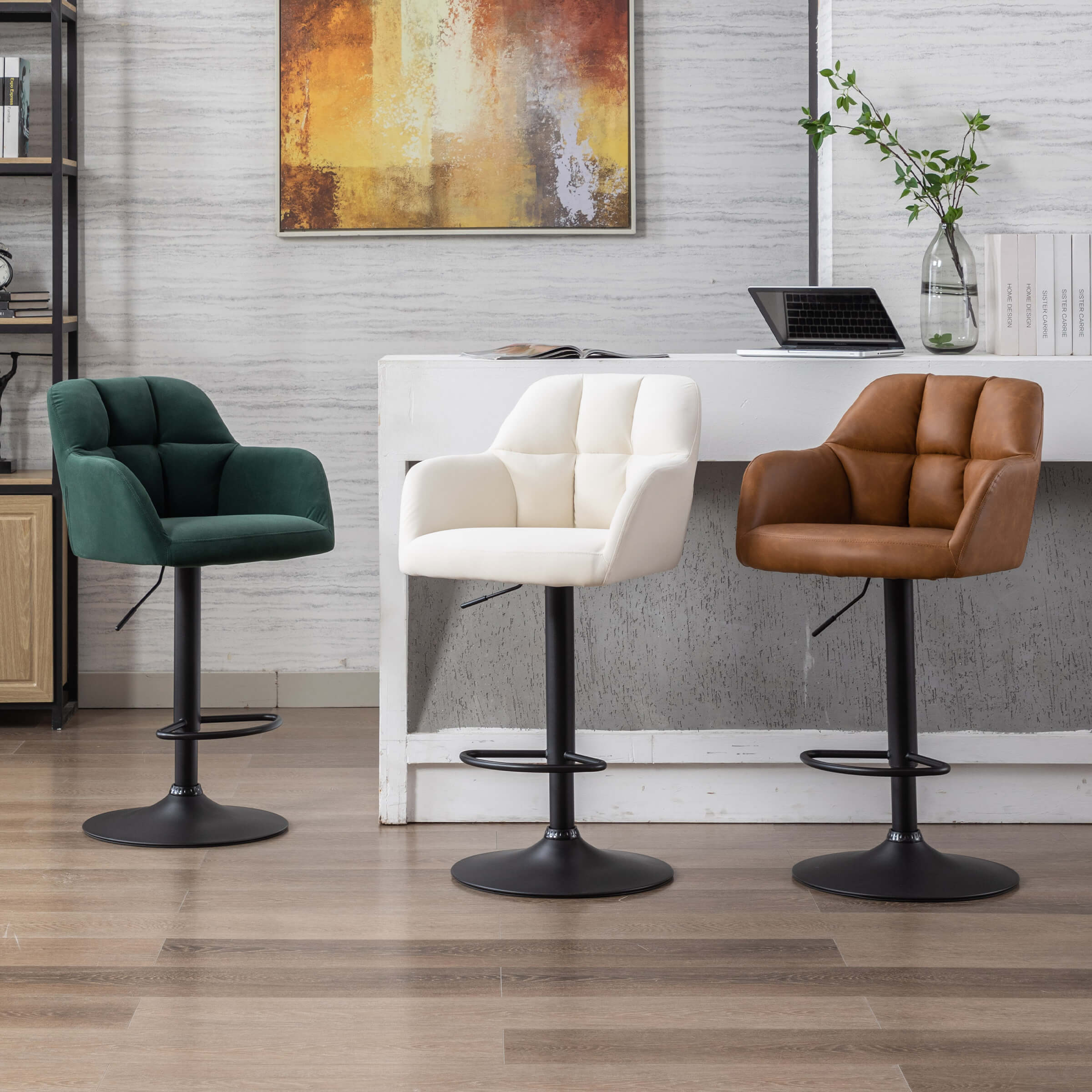 VESCASA Modern Bar Stools with Back Set of 2 - 5117BS