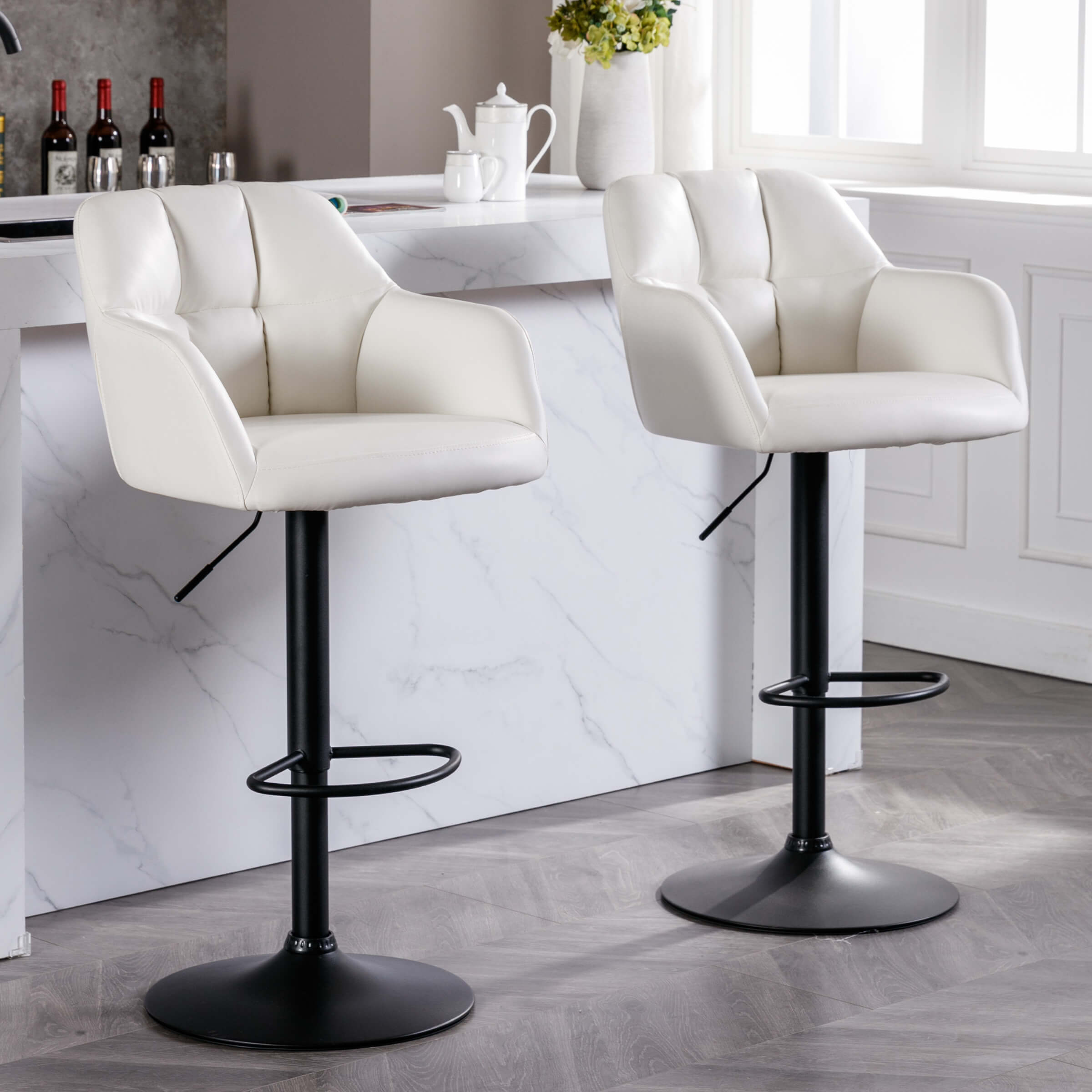 VESCASA Modern Bar Stools with Back Set of 2 - 5117BS