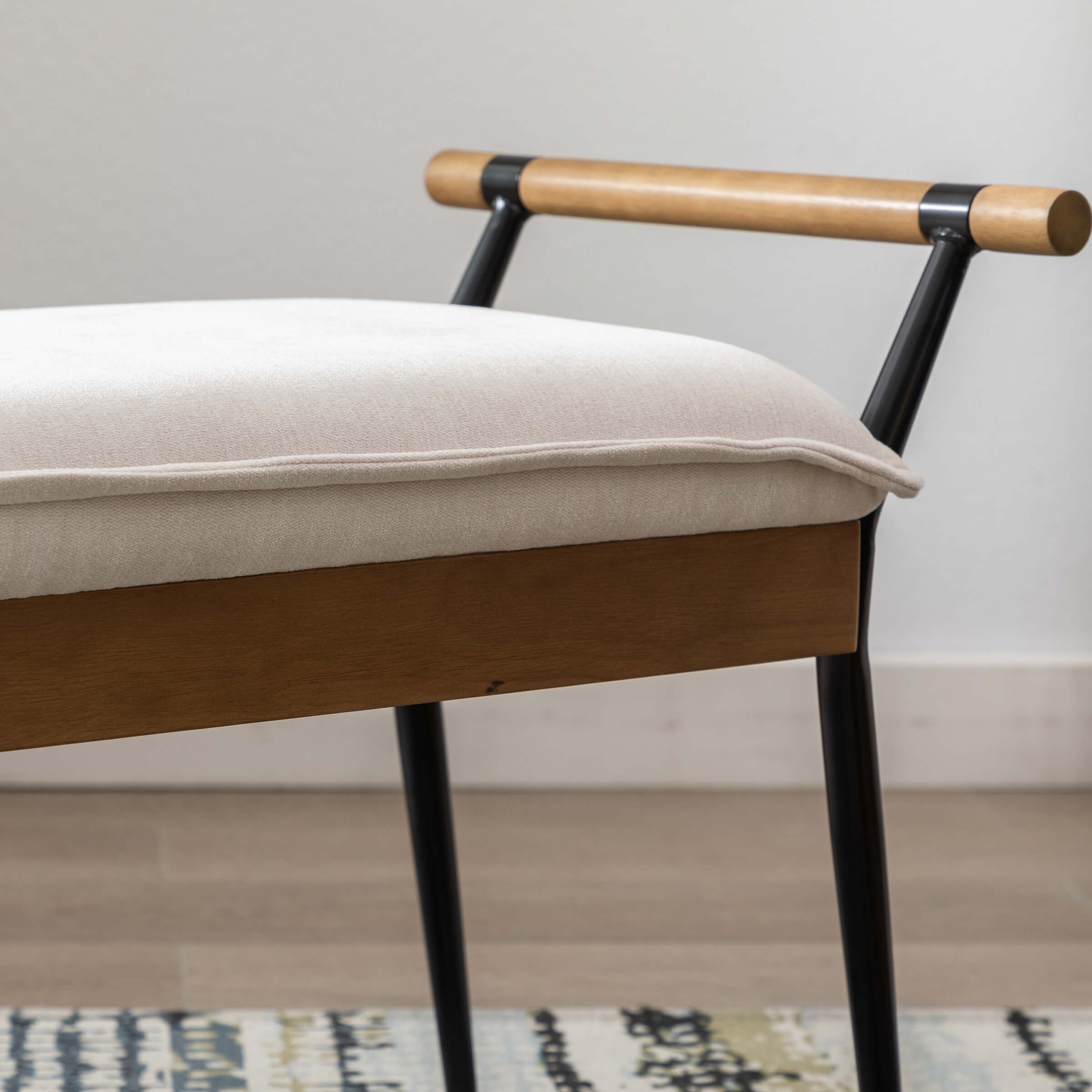 ROCITY Rectangle Metal Legs Bench with Arms - 2465BH