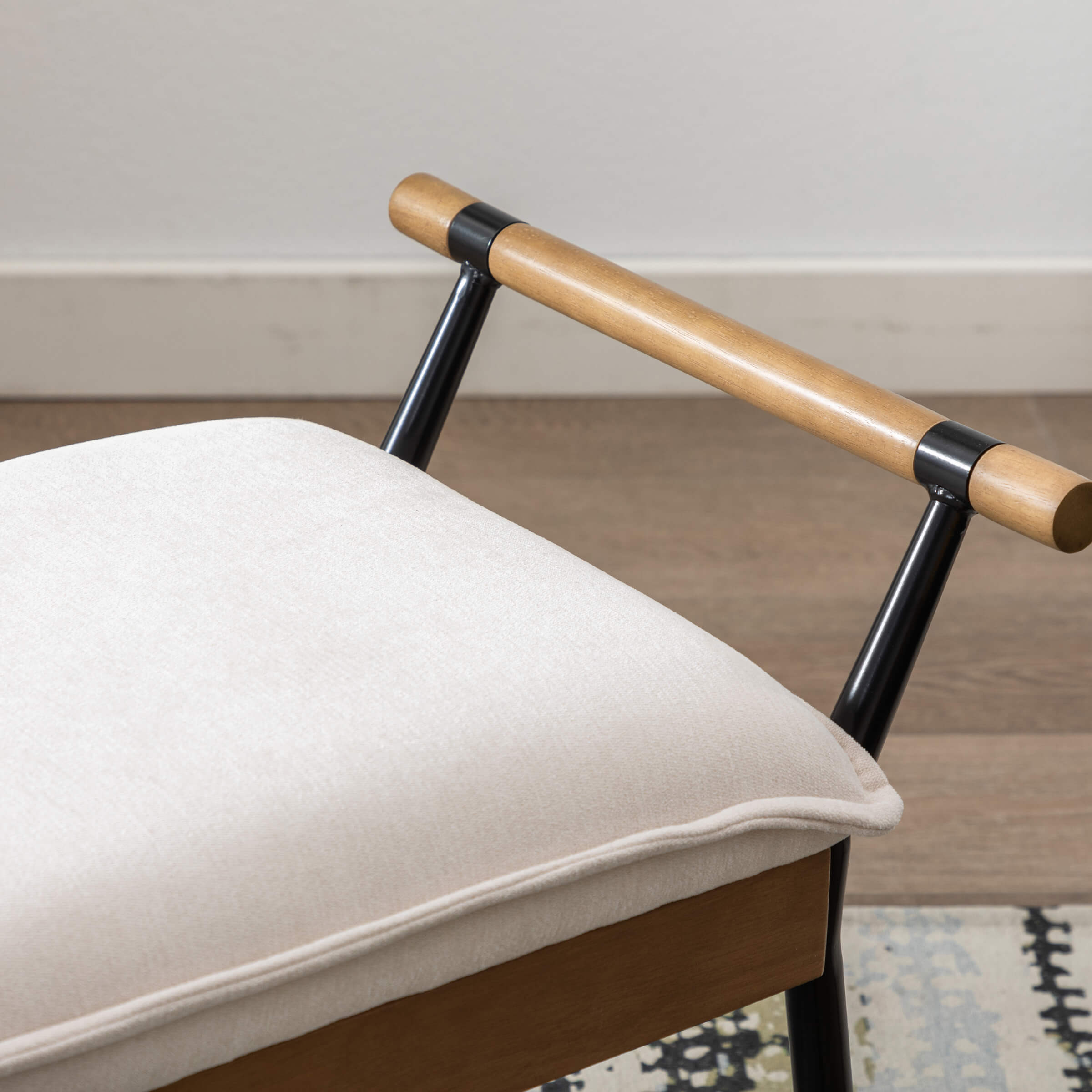 ROCITY Rectangle Metal Legs Bench with Arms - 2465BH