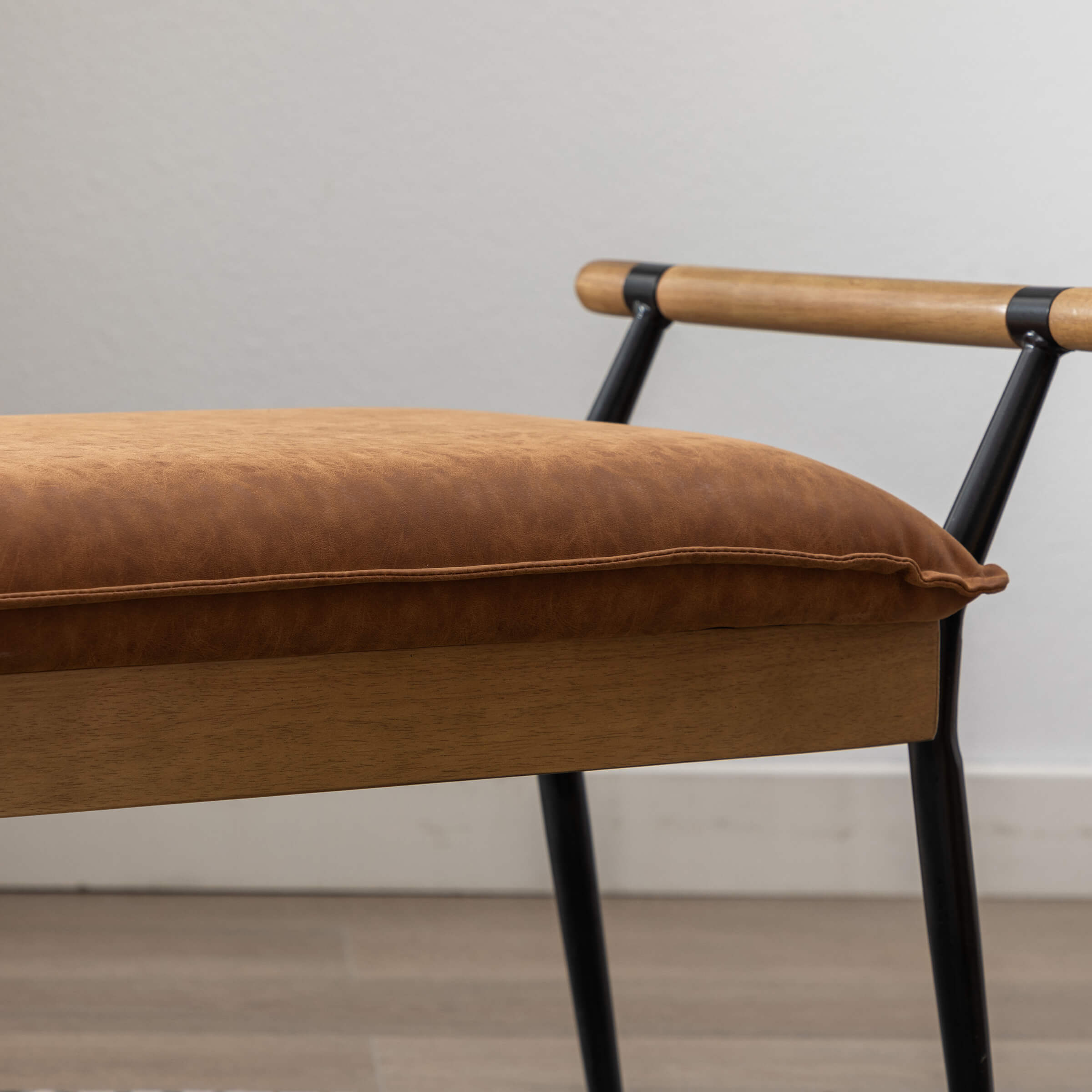 ROCITY Rectangle Metal Legs Bench with Arms - 2465BH