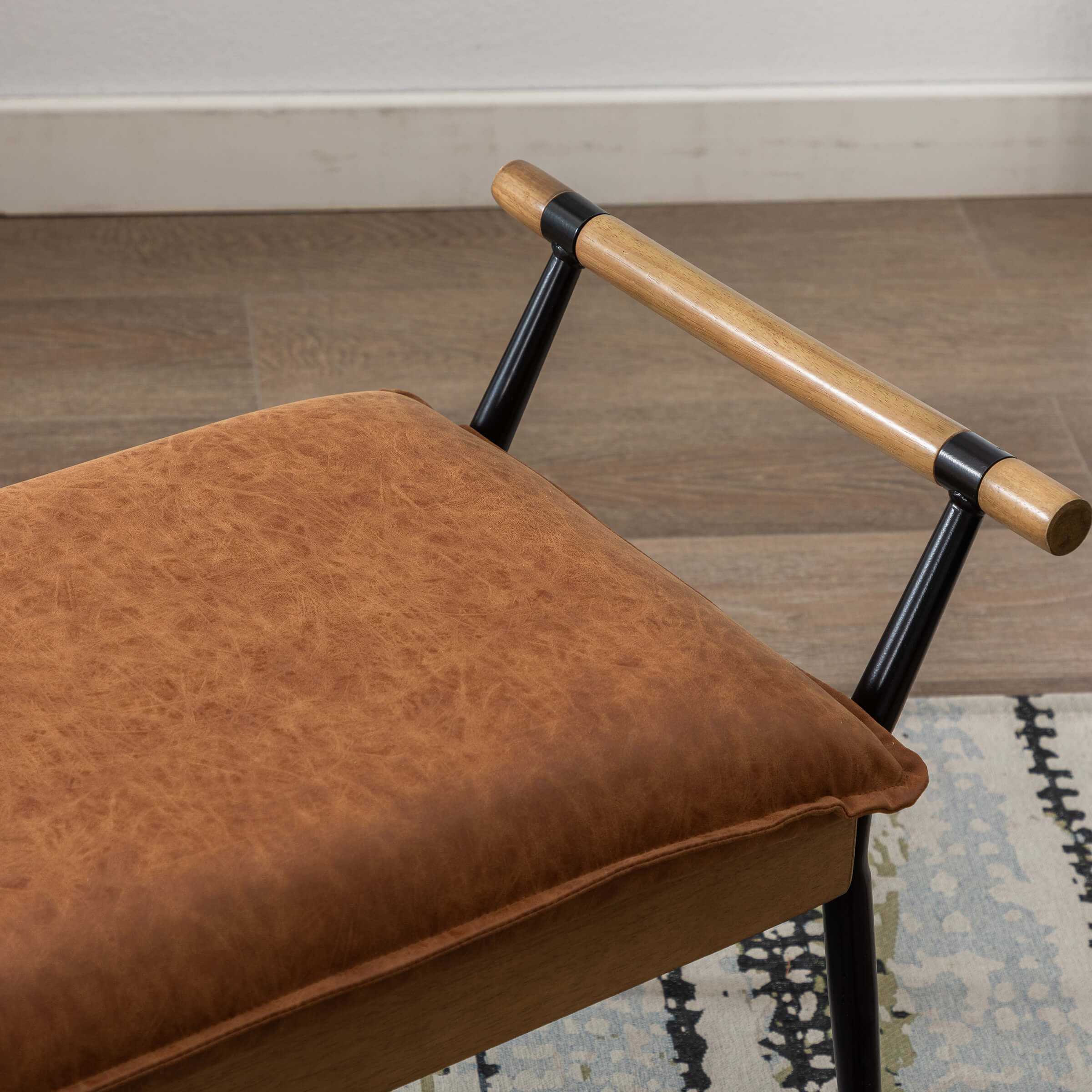 ROCITY Rectangle Metal Legs Bench with Arms - 2465BH