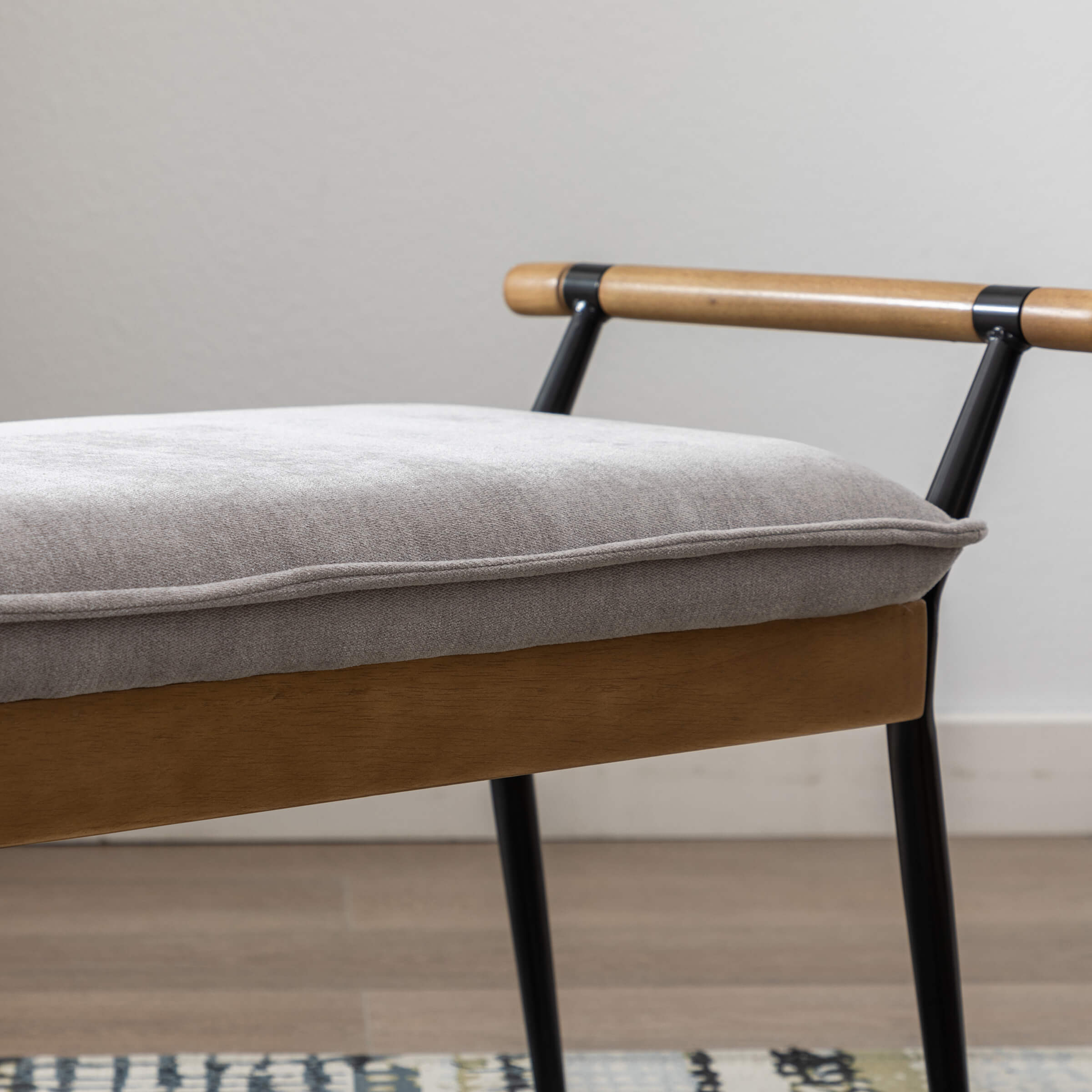 ROCITY Rectangle Metal Legs Bench with Arms - 2465BH