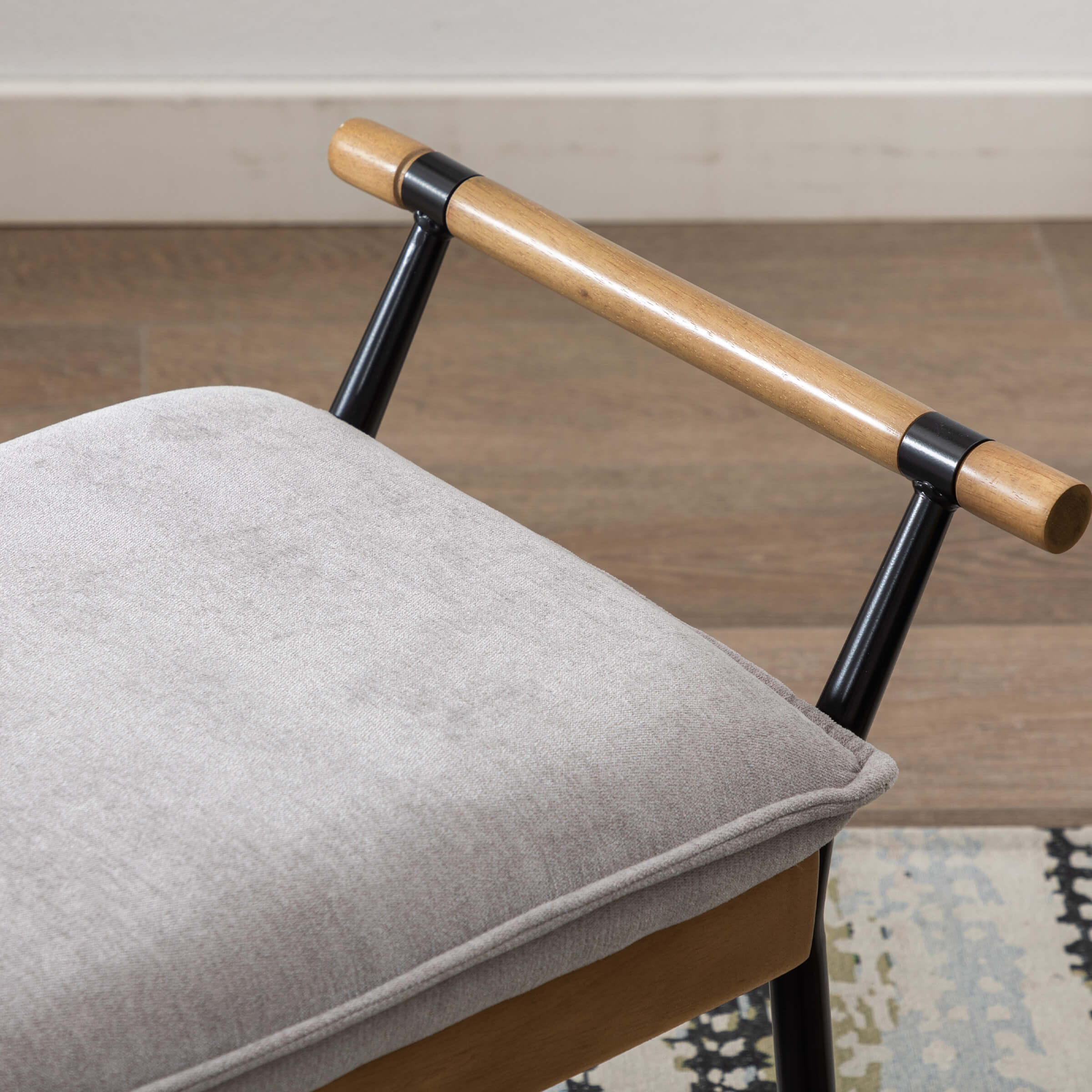 ROCITY Rectangle Metal Legs Bench with Arms - 2465BH