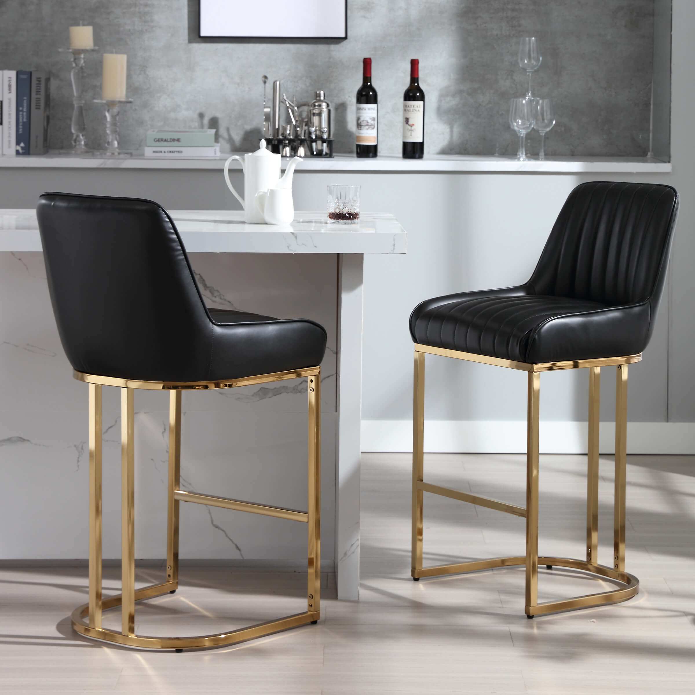 CHICAURA Modern Tufted Counter Stools Set of 2 - 9043CS