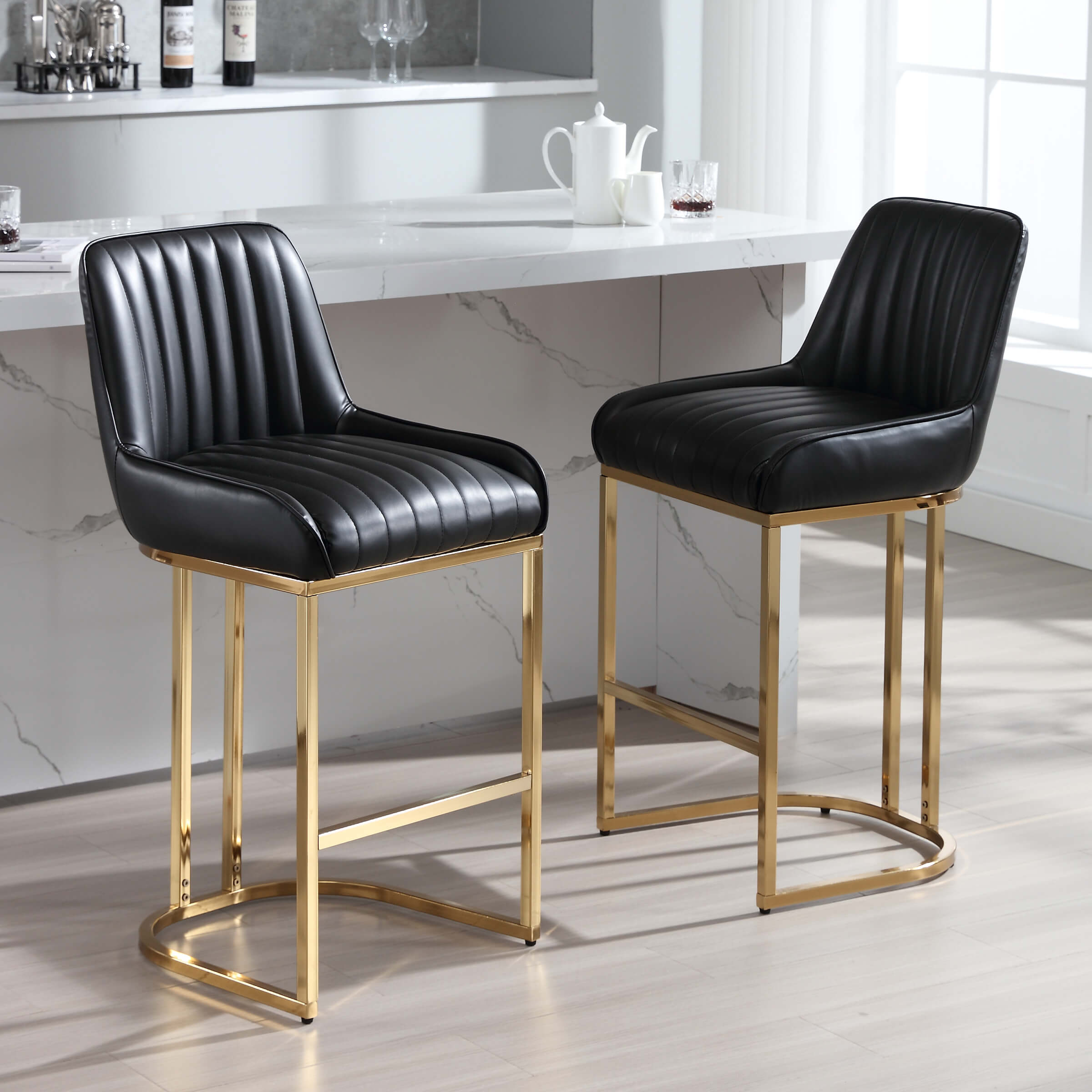 CHICAURA Modern Tufted Counter Stools Set of 2 - 9043CS