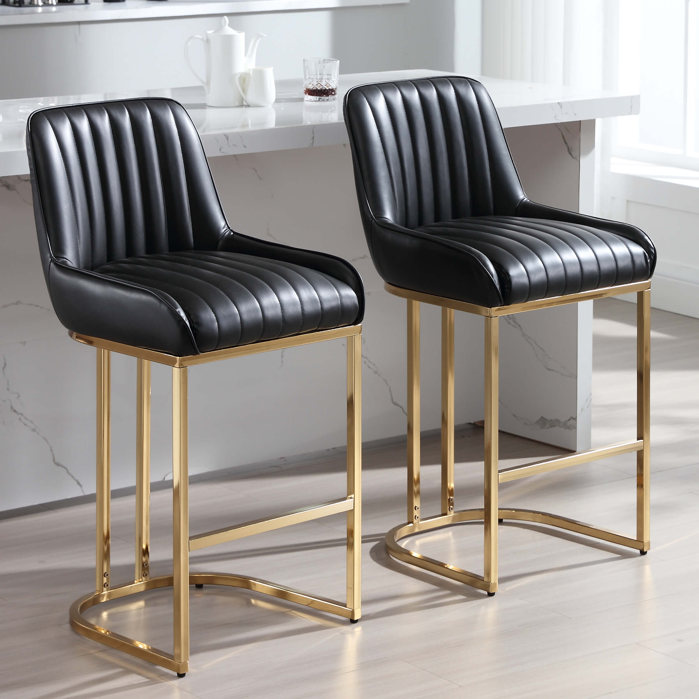 CHICAURA Modern Tufted Counter Stools Set of 2 - 9043CS