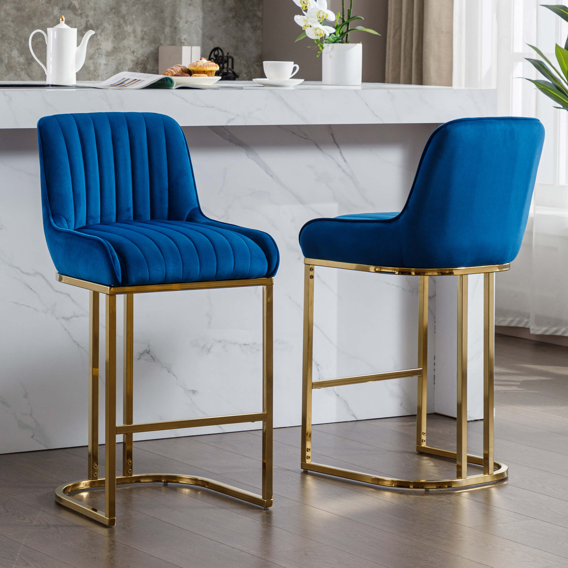 CHICAURA Modern Tufted Counter Stools Set of 2 - 9043CS