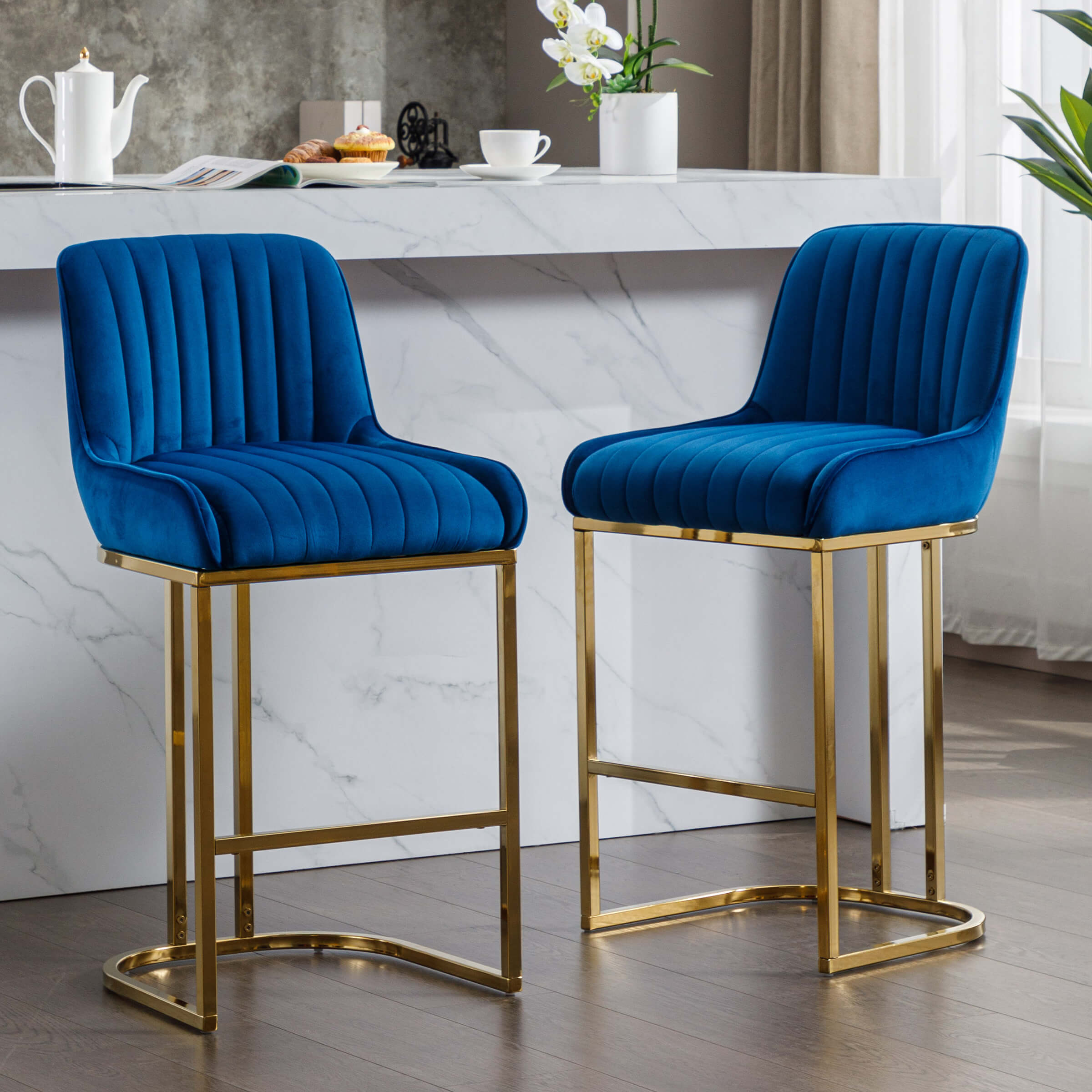 CHICAURA Modern Tufted Counter Stools Set of 2 - 9043CS
