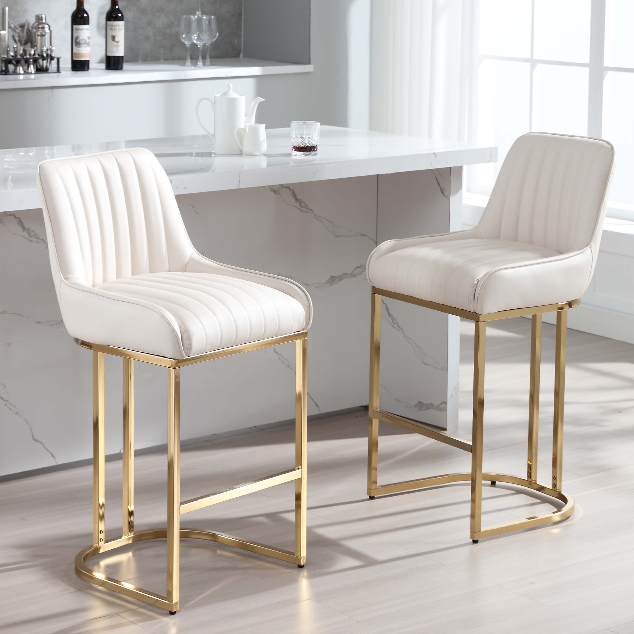 CHICAURA Modern Tufted Counter Stools Set of 2 - 9043CS