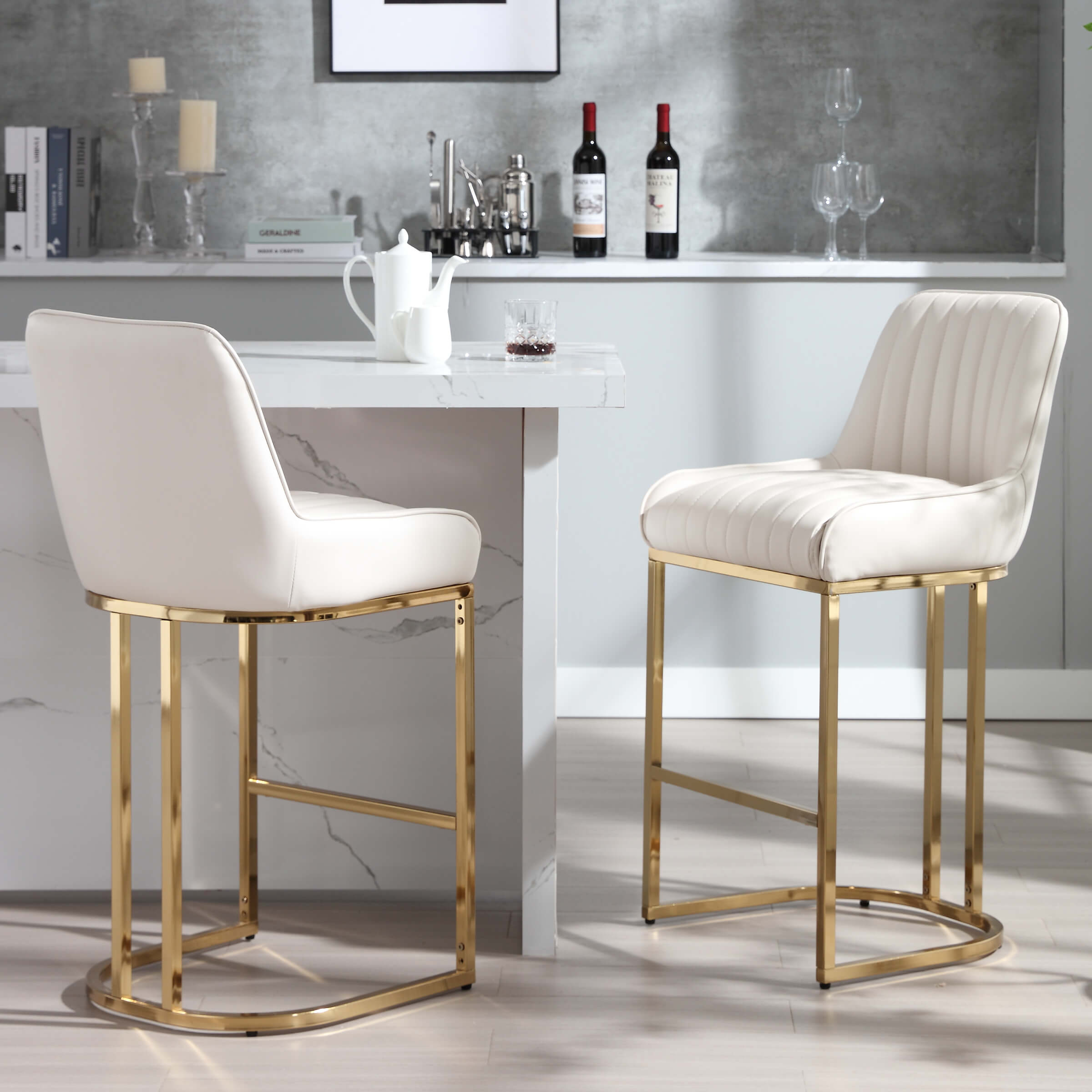 CHICAURA Modern Tufted Counter Stools Set of 2 - 9043CS