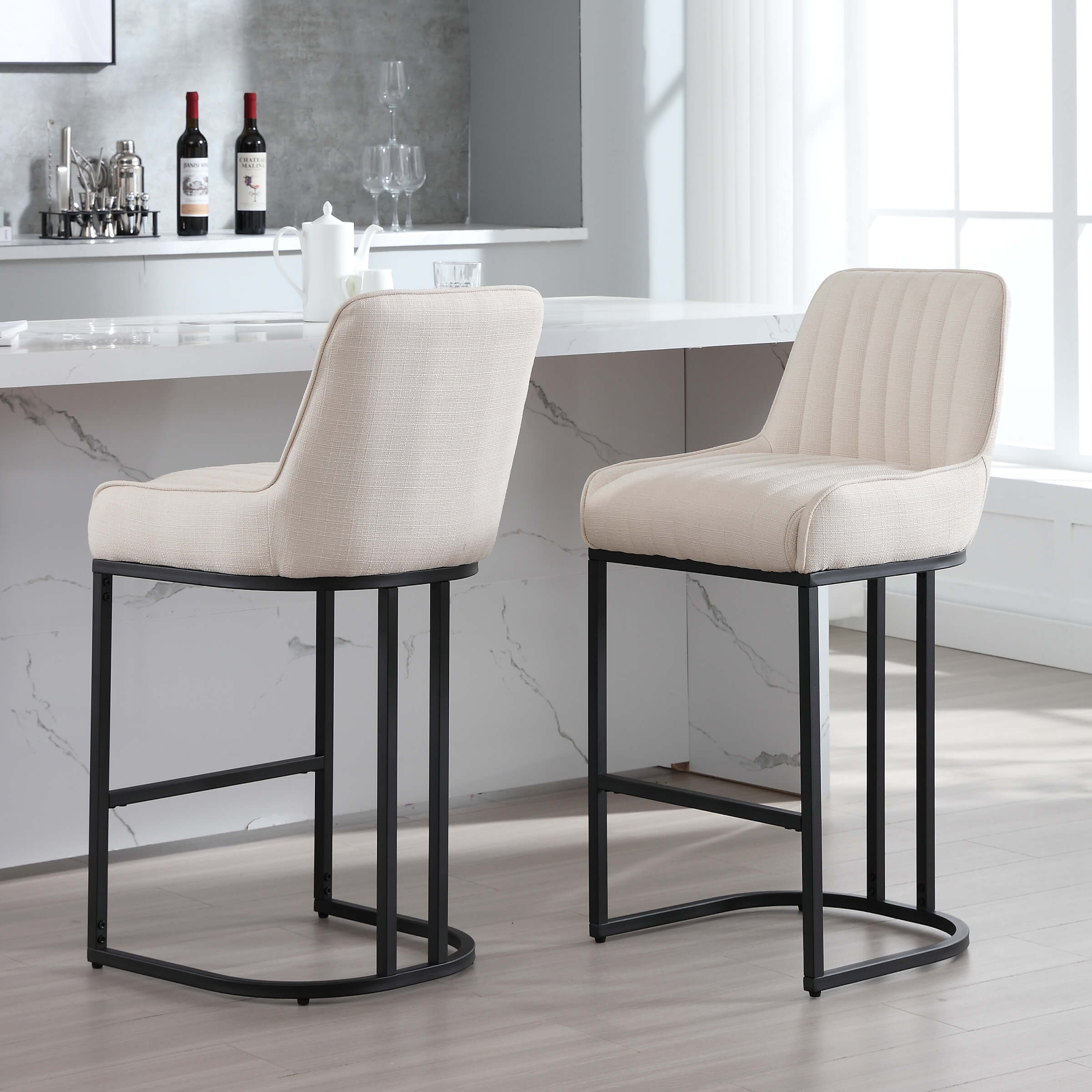CHICAURA Modern Tufted Counter Stools Set of 2 - 9043CS