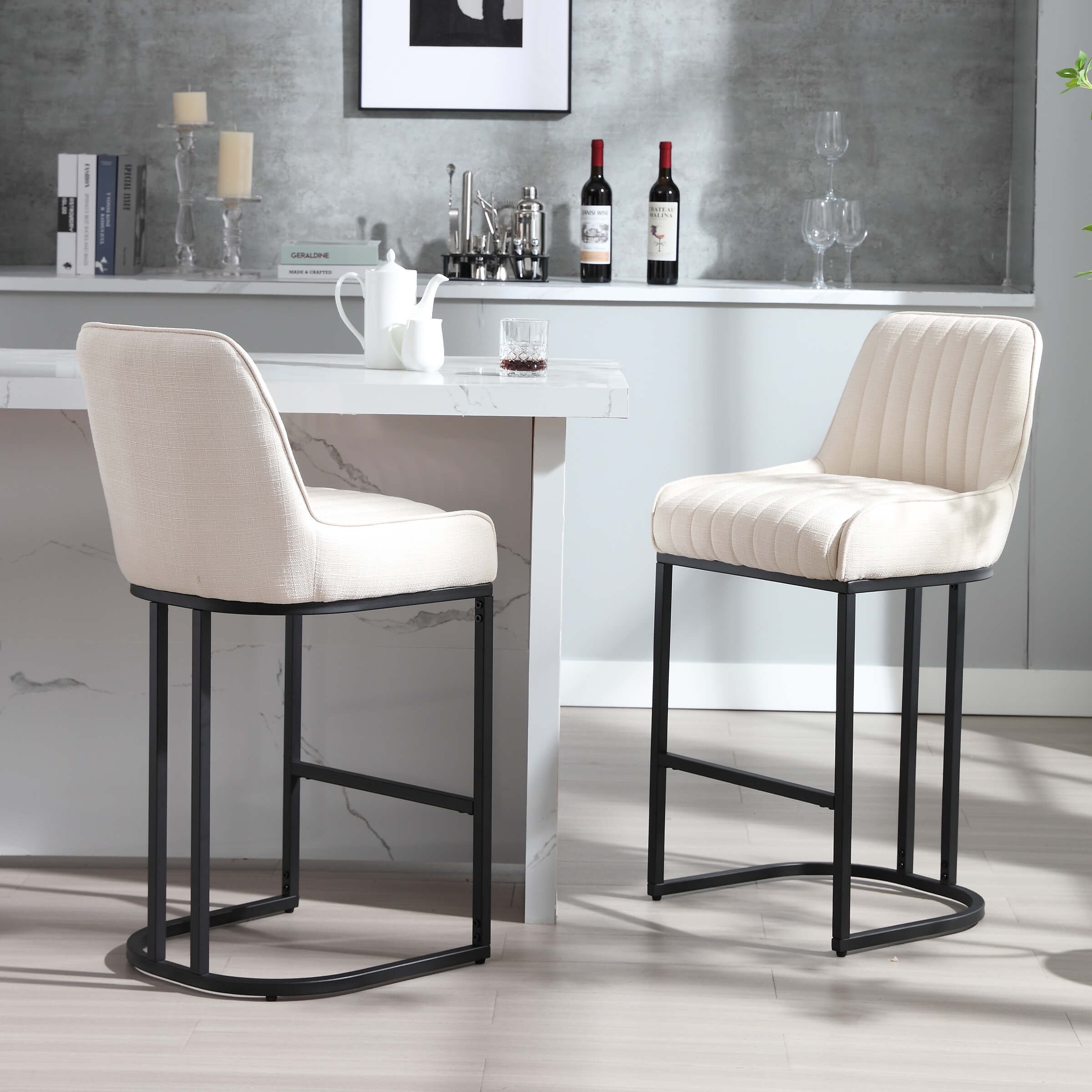 CHICAURA Modern Tufted Counter Stools Set of 2 - 9043CS