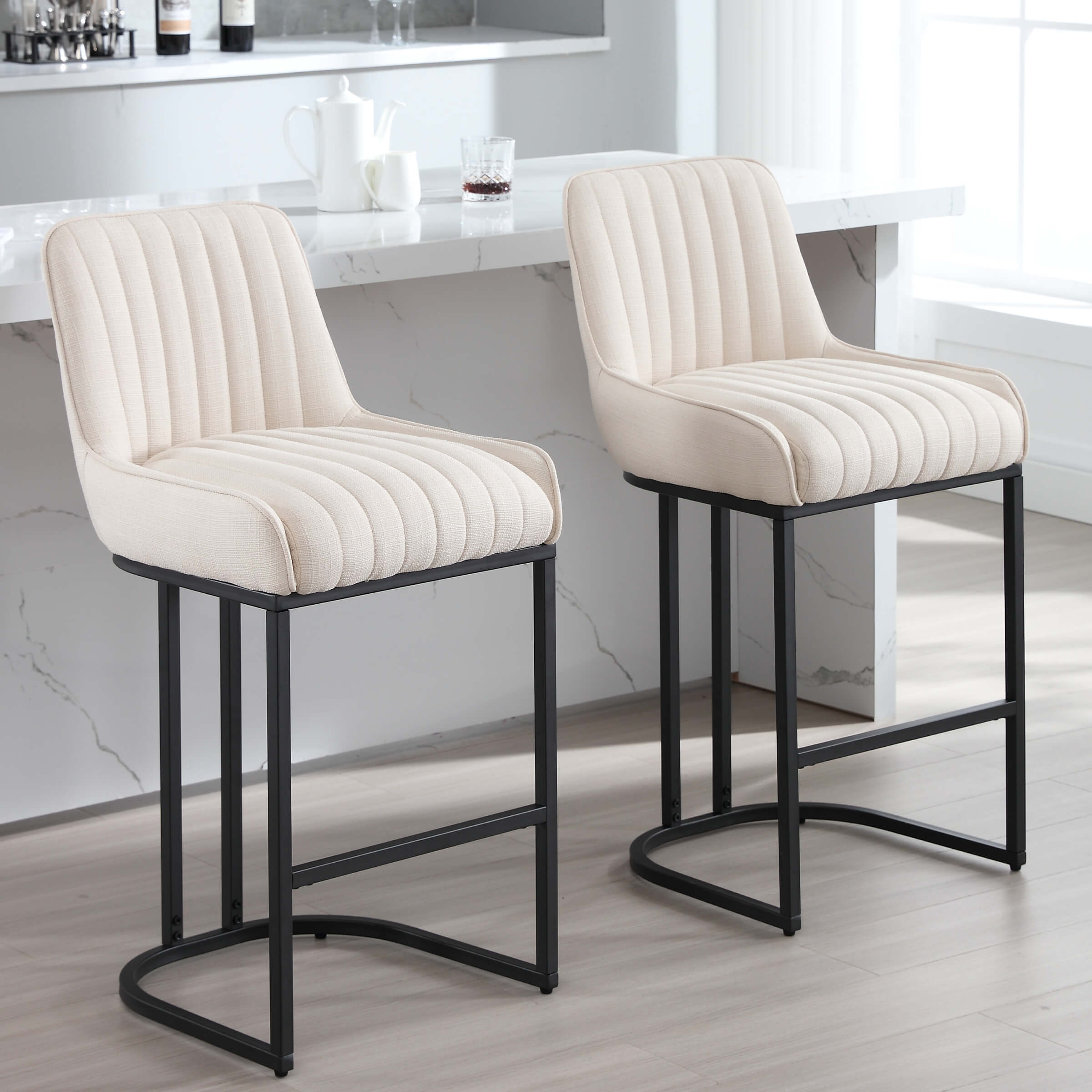 CHICAURA Modern Tufted Counter Stools Set of 2 - 9043CS