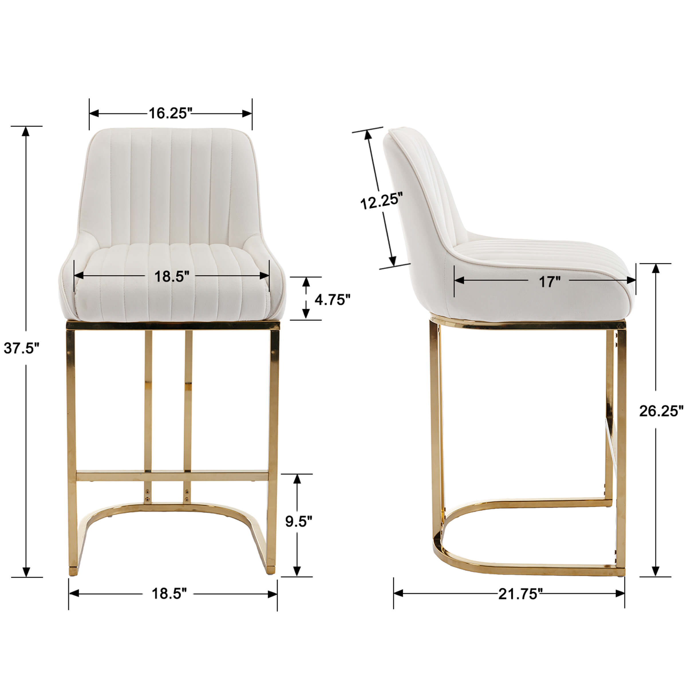 CHICAURA Modern Tufted Counter Stools Set of 2 - 9043CS