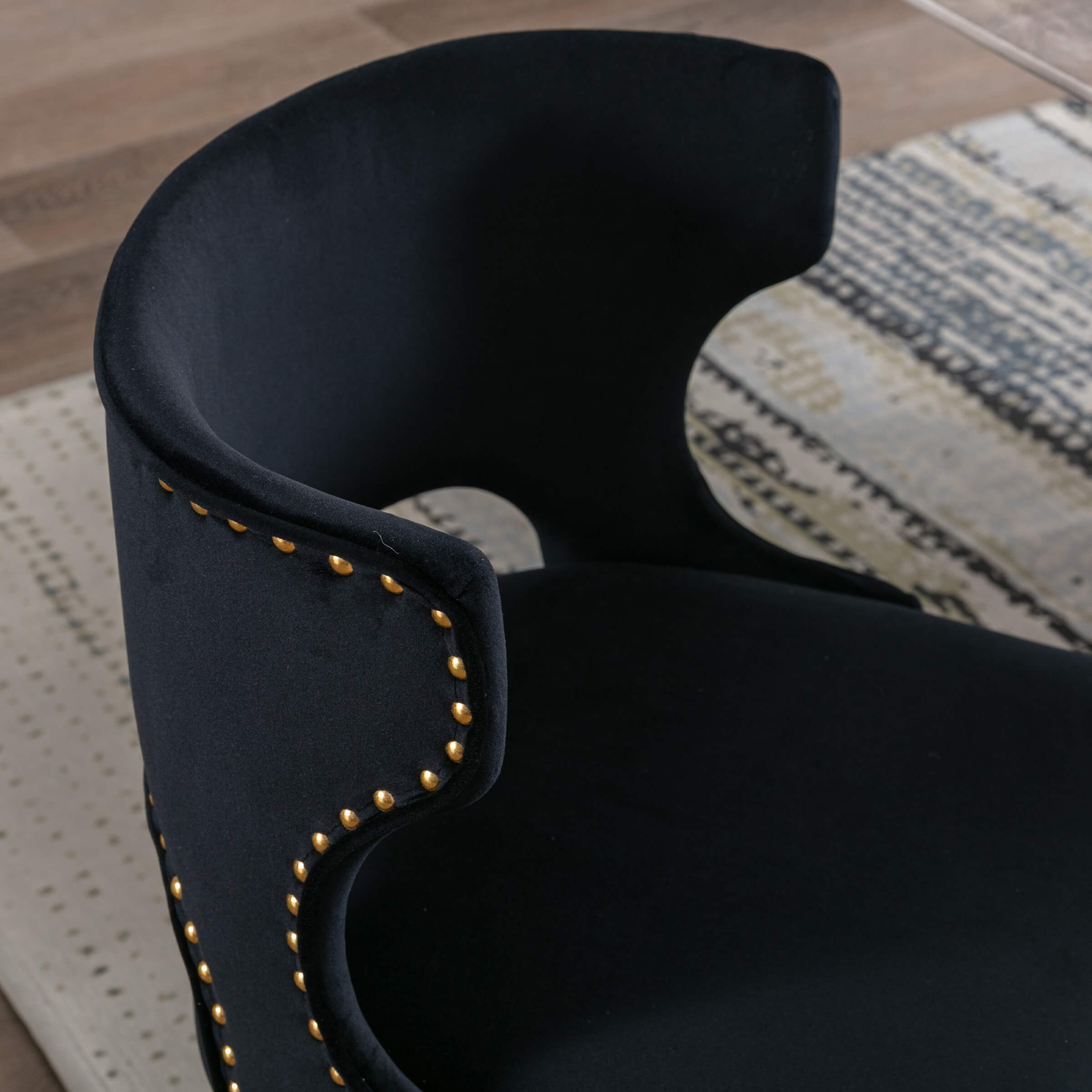 CHICAURA Modern Velvet Gold Metal Legs Dining Chairs Set of 2 - 60271DC