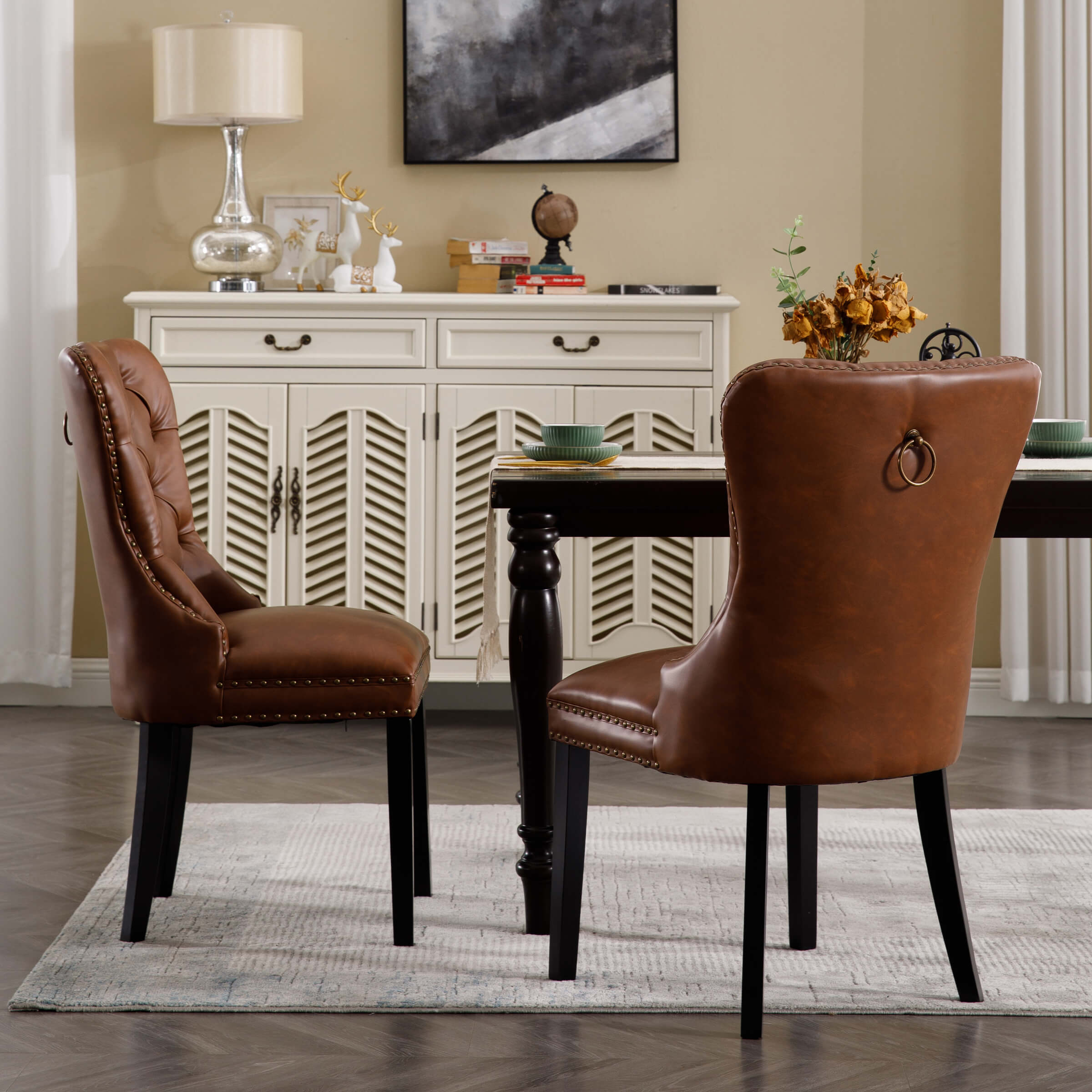 Kmax Mufted Leather Dining Chairs Set of 2 - 1029DC