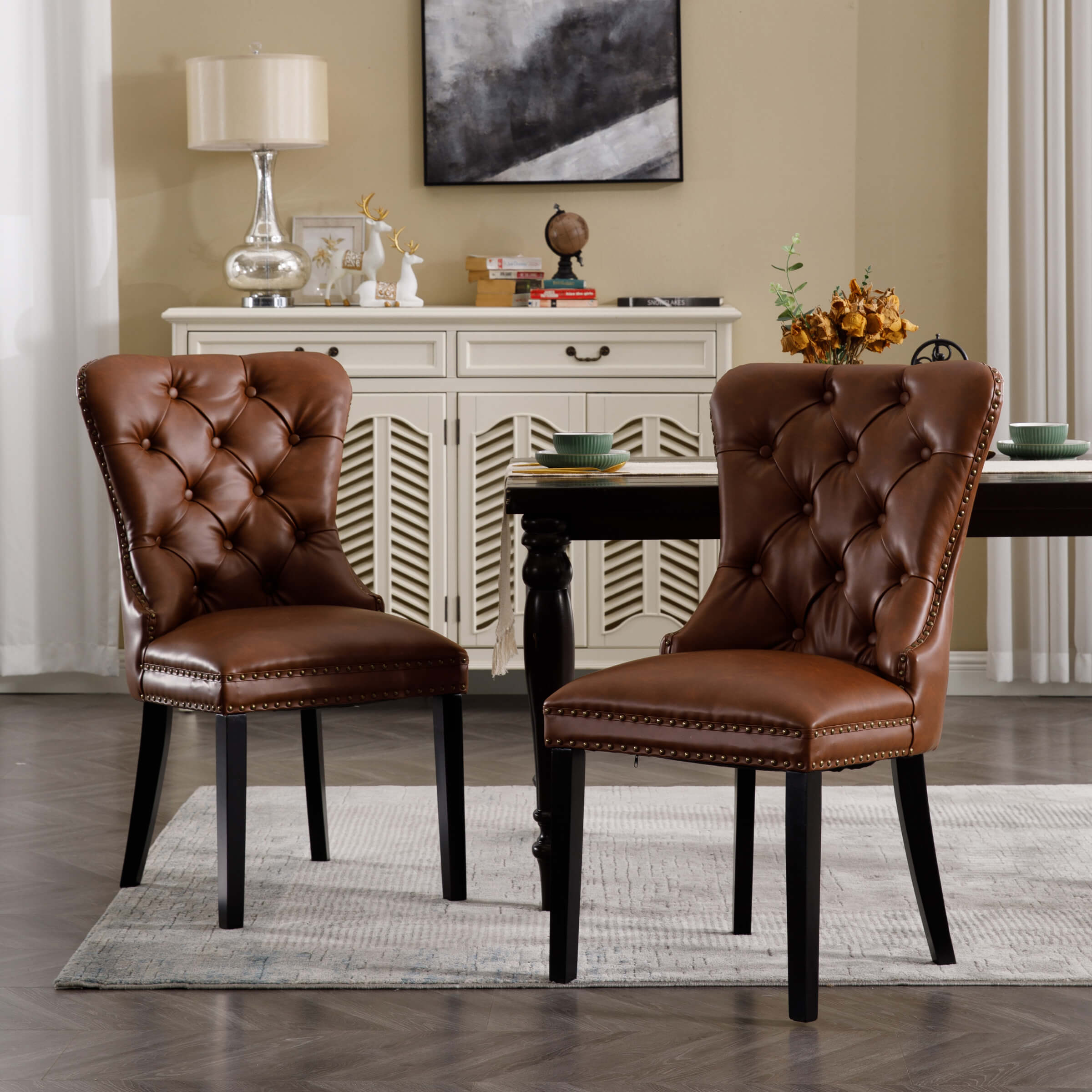 Kmax Mufted Leather Dining Chairs Set of 2 - 1029DC