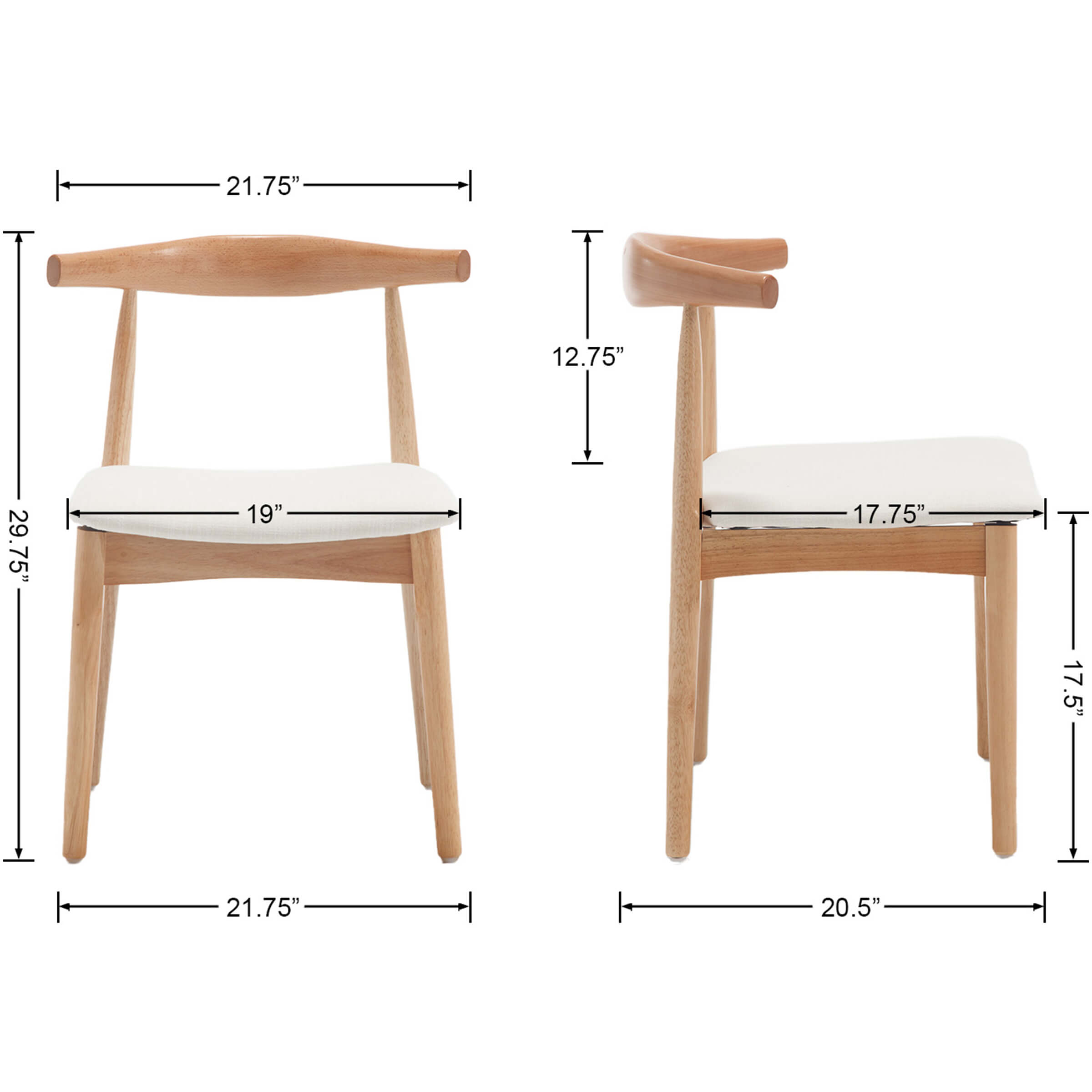 Kmax Wood Barrel Back Kitchen Chairs Set of 2 - X017DC