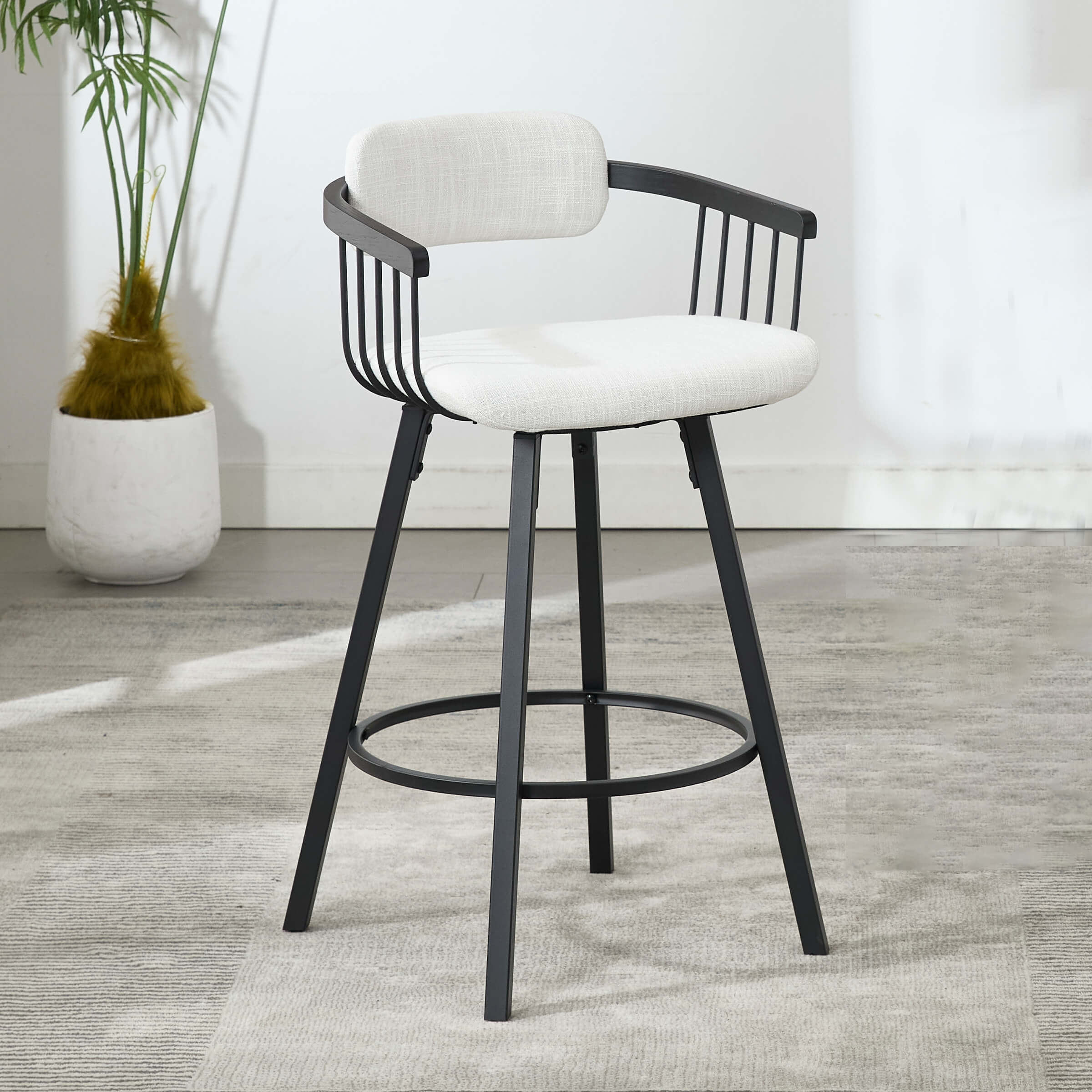 ROCITY Fabric Swivel Bar Stool 1 PCS - 3142CS
