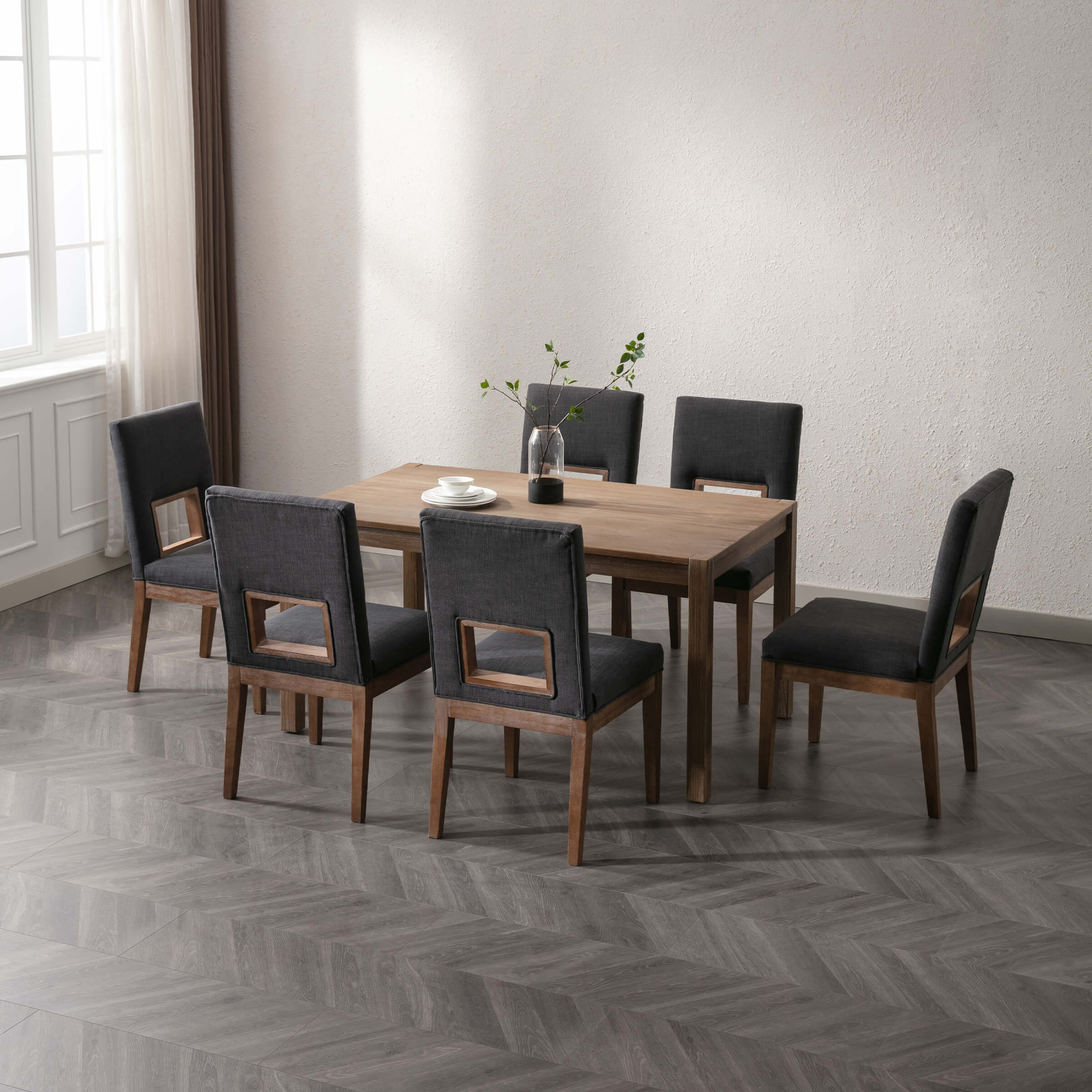 CIMOTA Farmhouse Fabric Dining Chairs Set of 2 - 1921DC