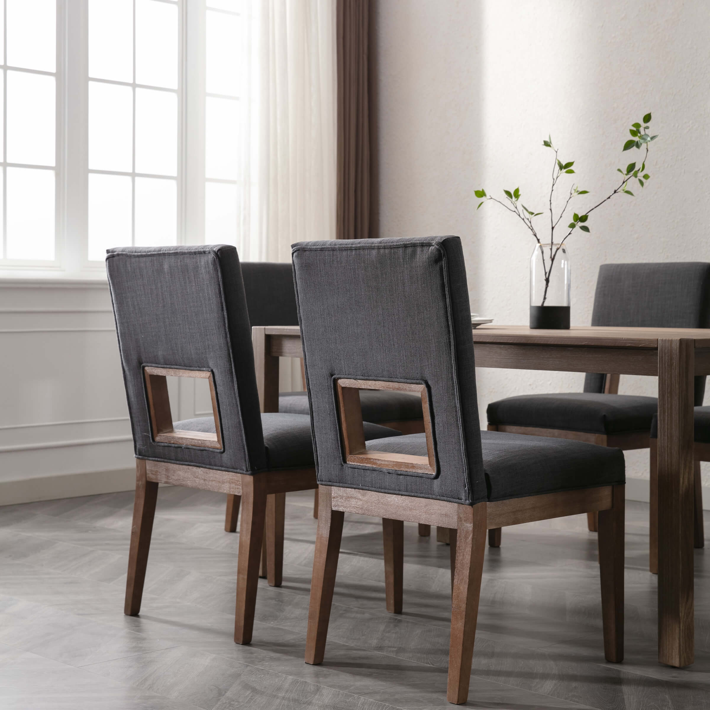 CIMOTA Farmhouse Fabric Dining Chairs Set of 2 - 1921DC