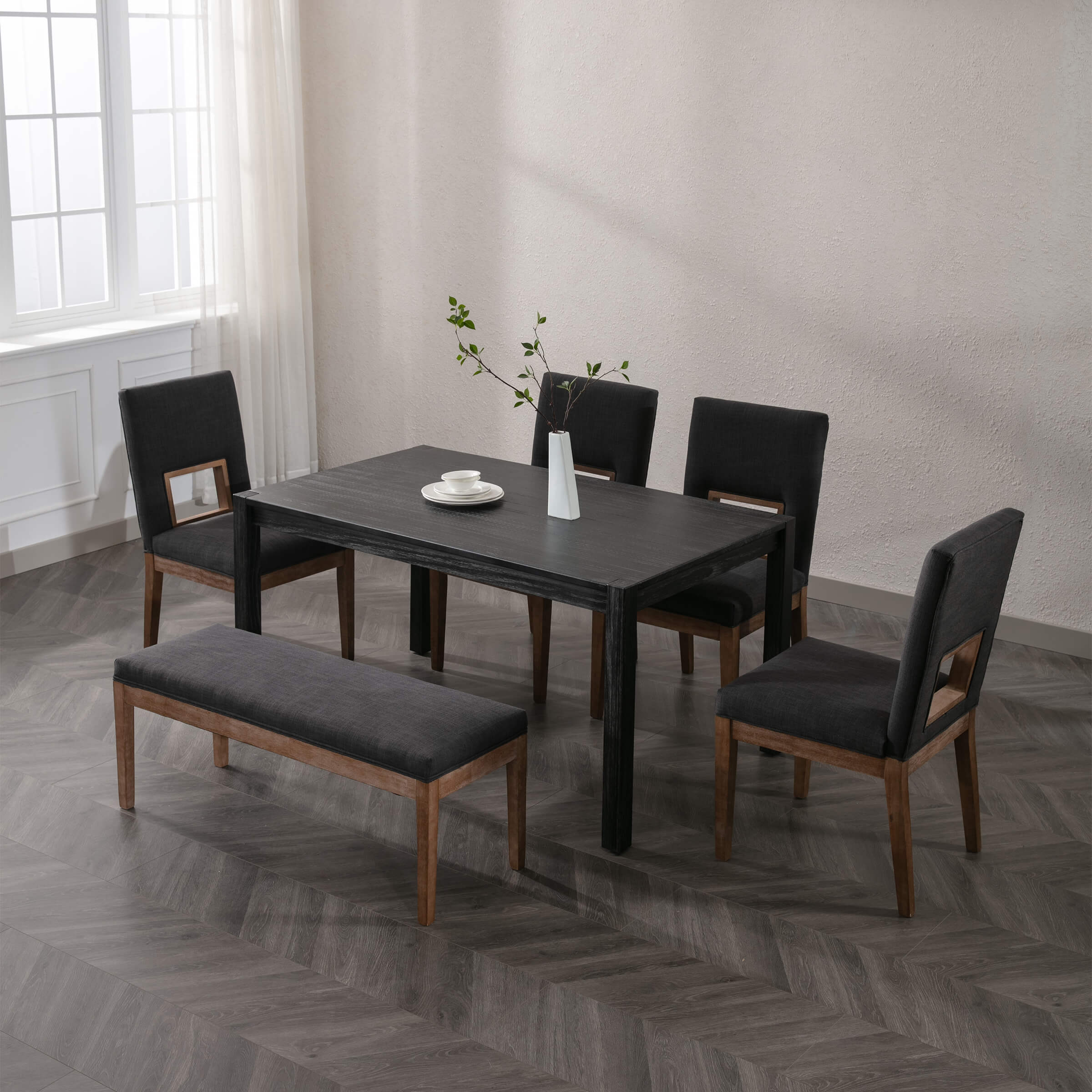 CIMOTA Farmhouse Fabric Dining Chairs Set of 2 - 1921DC