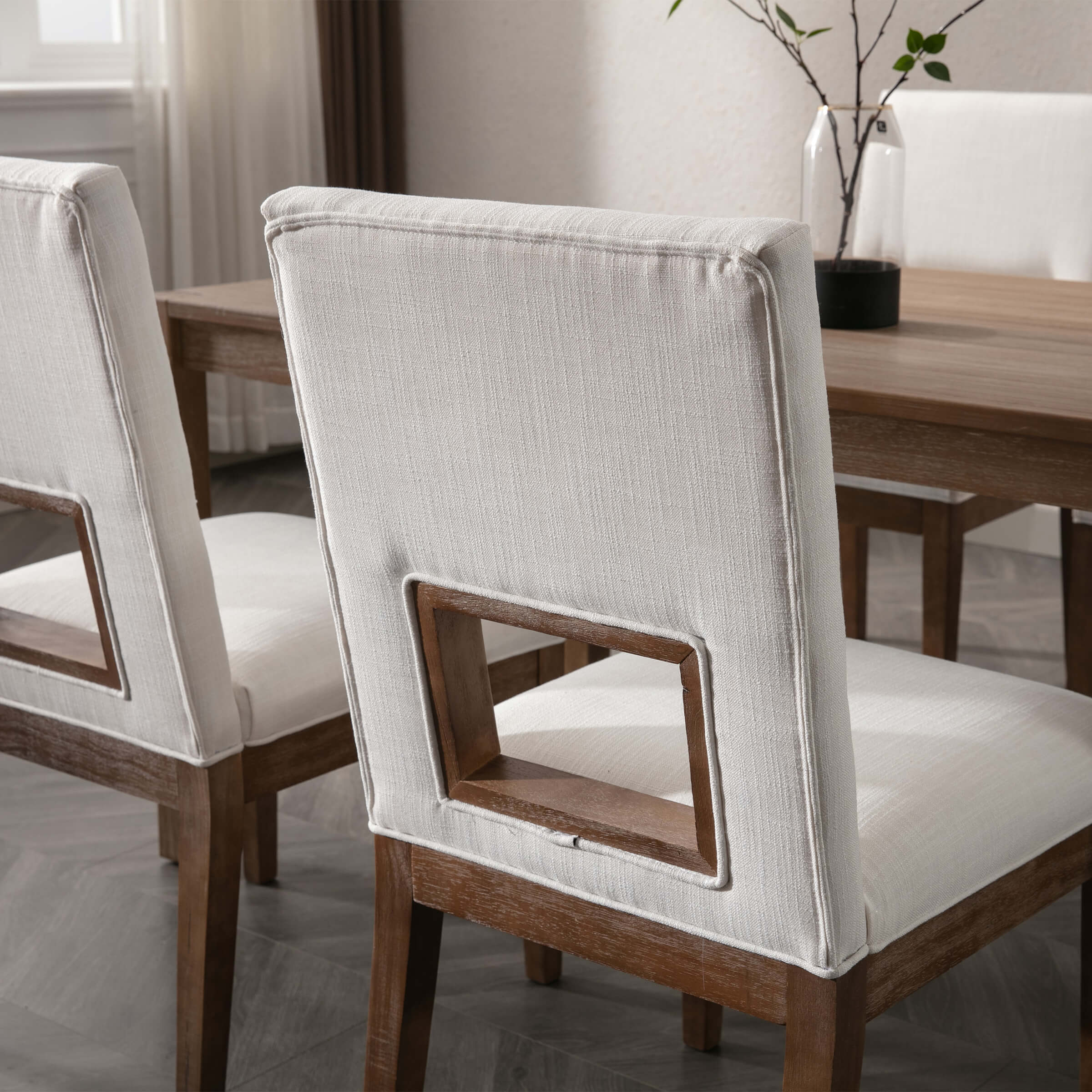 CIMOTA Farmhouse Fabric Dining Chairs Set of 2 - 1921DC