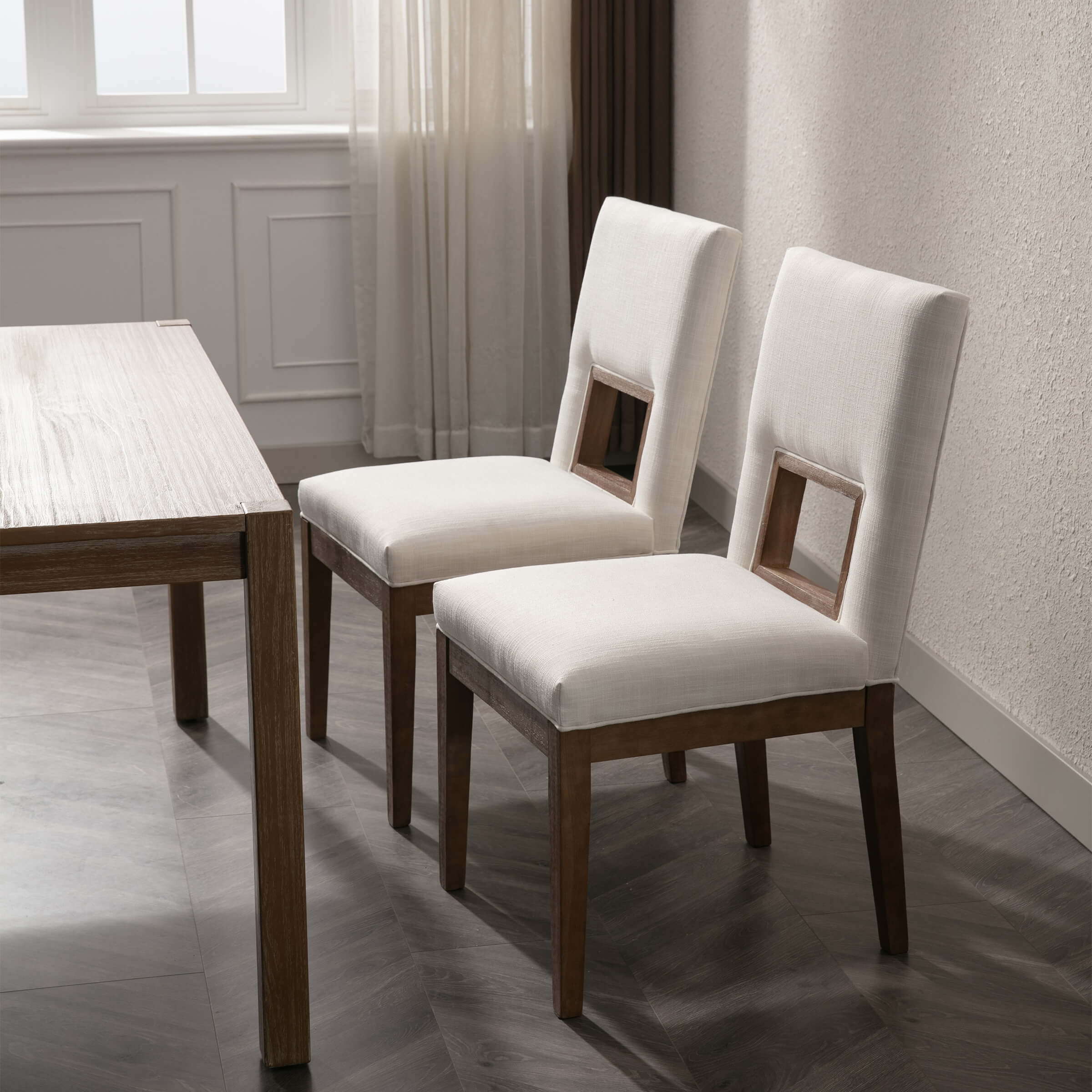 CIMOTA Farmhouse Fabric Dining Chairs Set of 2 - 1921DC